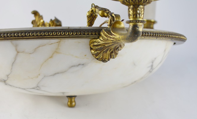 Alabaster and Brass Ceiling Pendant Light Fixture