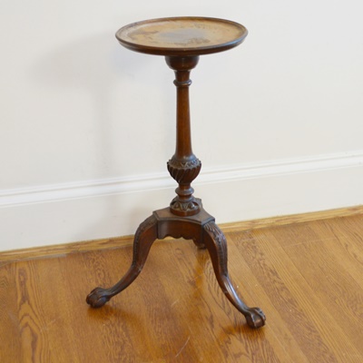 Antique Chippendale Style Mahogany Plant Stand / Candle Stand