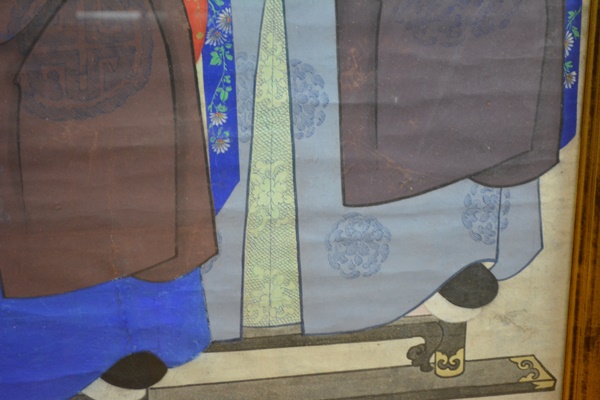 Large Chinese Ancestral Portrait Depicting Four Seated Male Elders