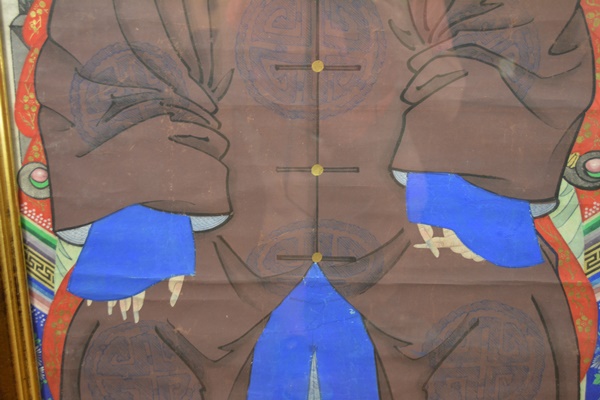 Large Chinese Ancestral Portrait Depicting Four Seated Male Elders