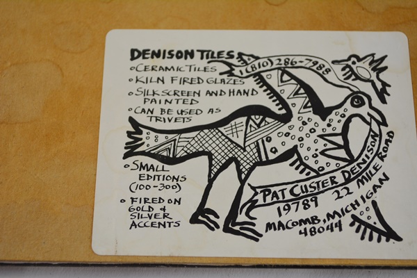 Four Pat Custer Denison Painted Ceramic Art Tiles