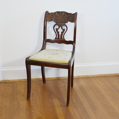Vintage Needlepoint Seat Side Chair