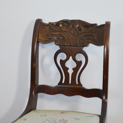 Vintage Needlepoint Seat Side Chair