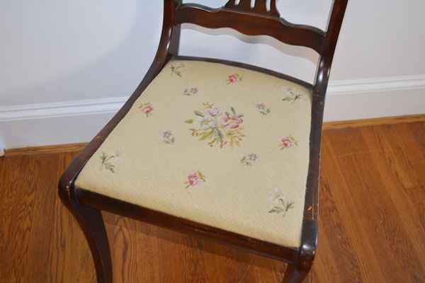 Vintage Needlepoint Seat Side Chair