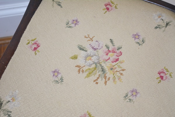 Vintage Needlepoint Seat Side Chair