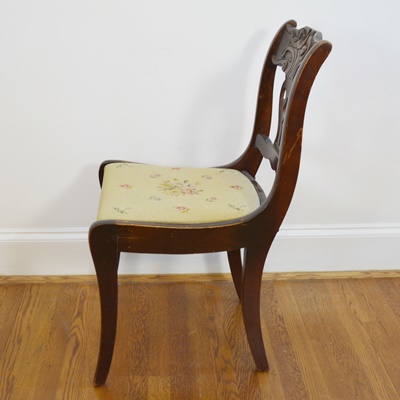 Vintage Needlepoint Seat Side Chair
