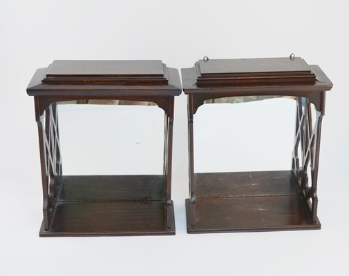 Pair of Butler Mirrored Wood Shelves
