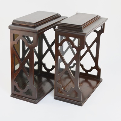 Pair of Butler Mirrored Wood Shelves