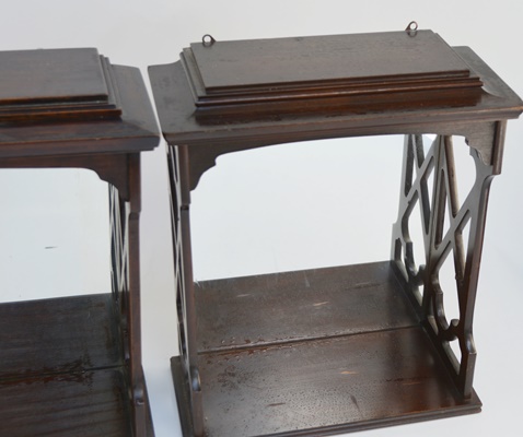 Pair of Butler Mirrored Wood Shelves