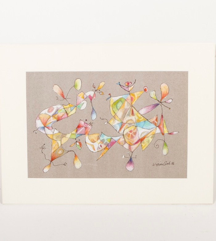 William Cook Pen, Ink, and Color Pencil Drawing on Paper