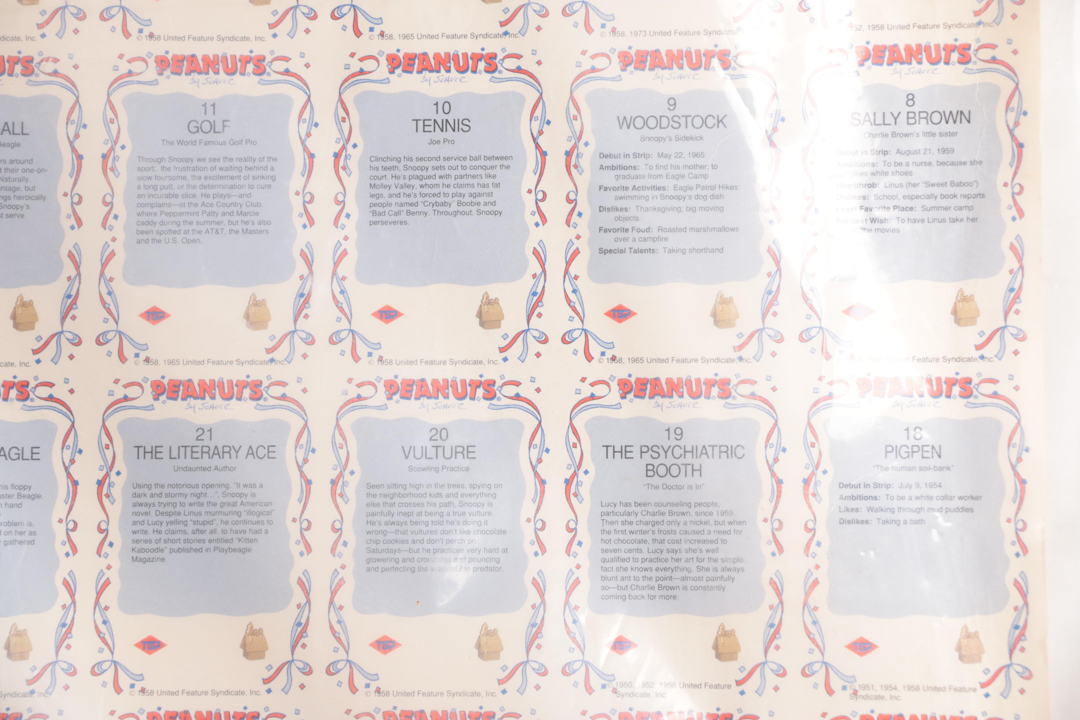 1958 "Peanuts" Trading Cards Uncut Sheet