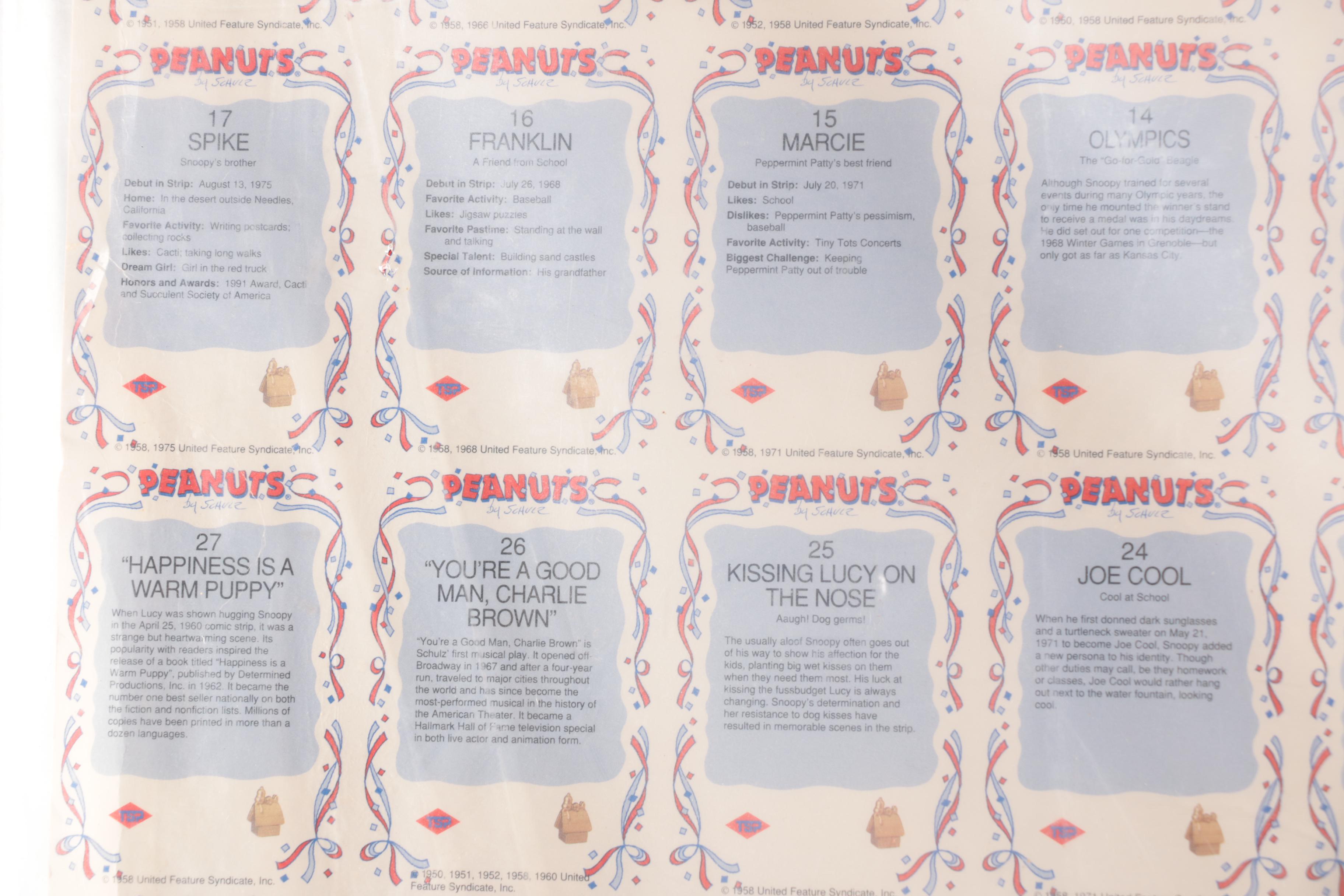 1958 "Peanuts" Trading Cards Uncut Sheet