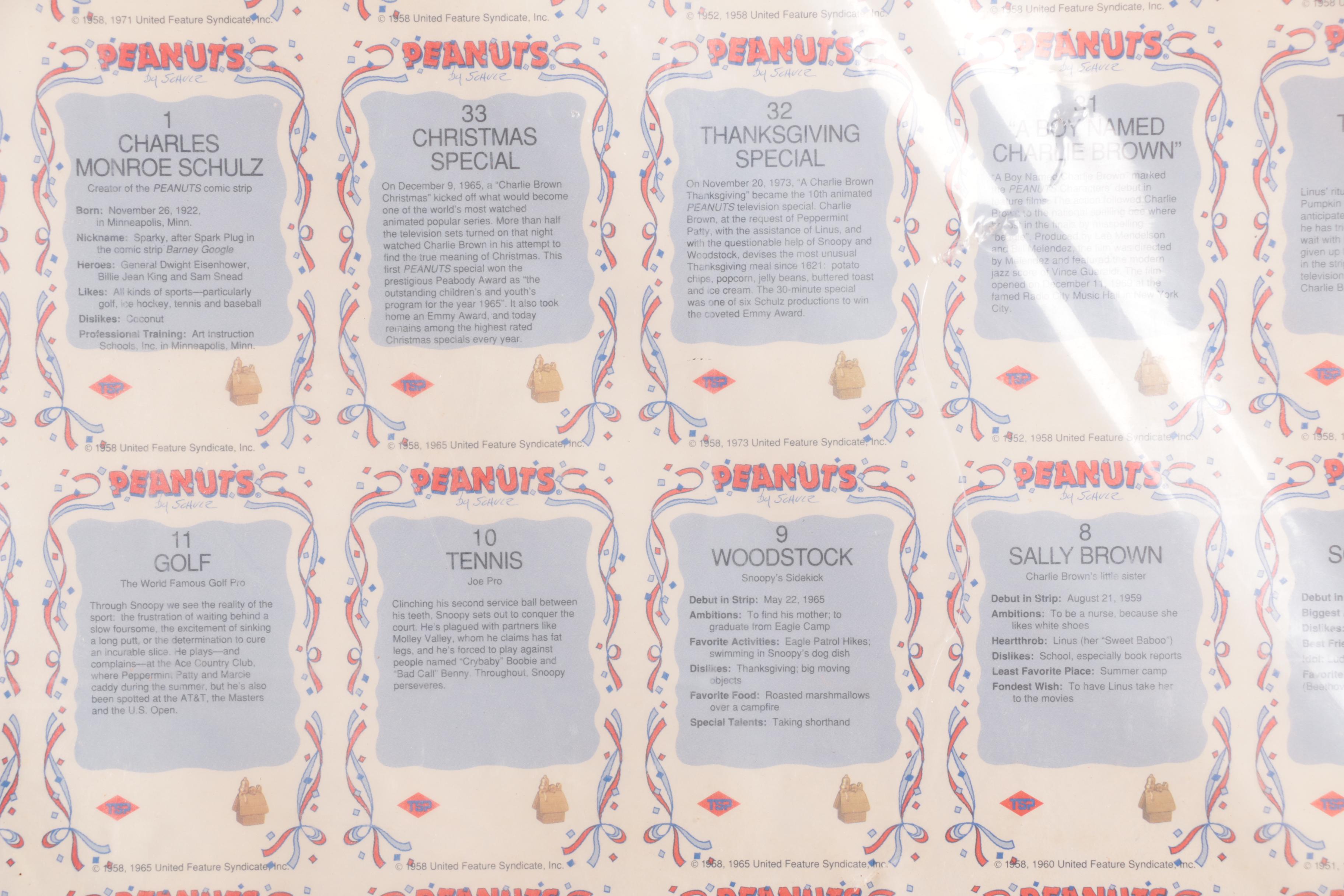 1958 "Peanuts" Trading Cards Uncut Sheet