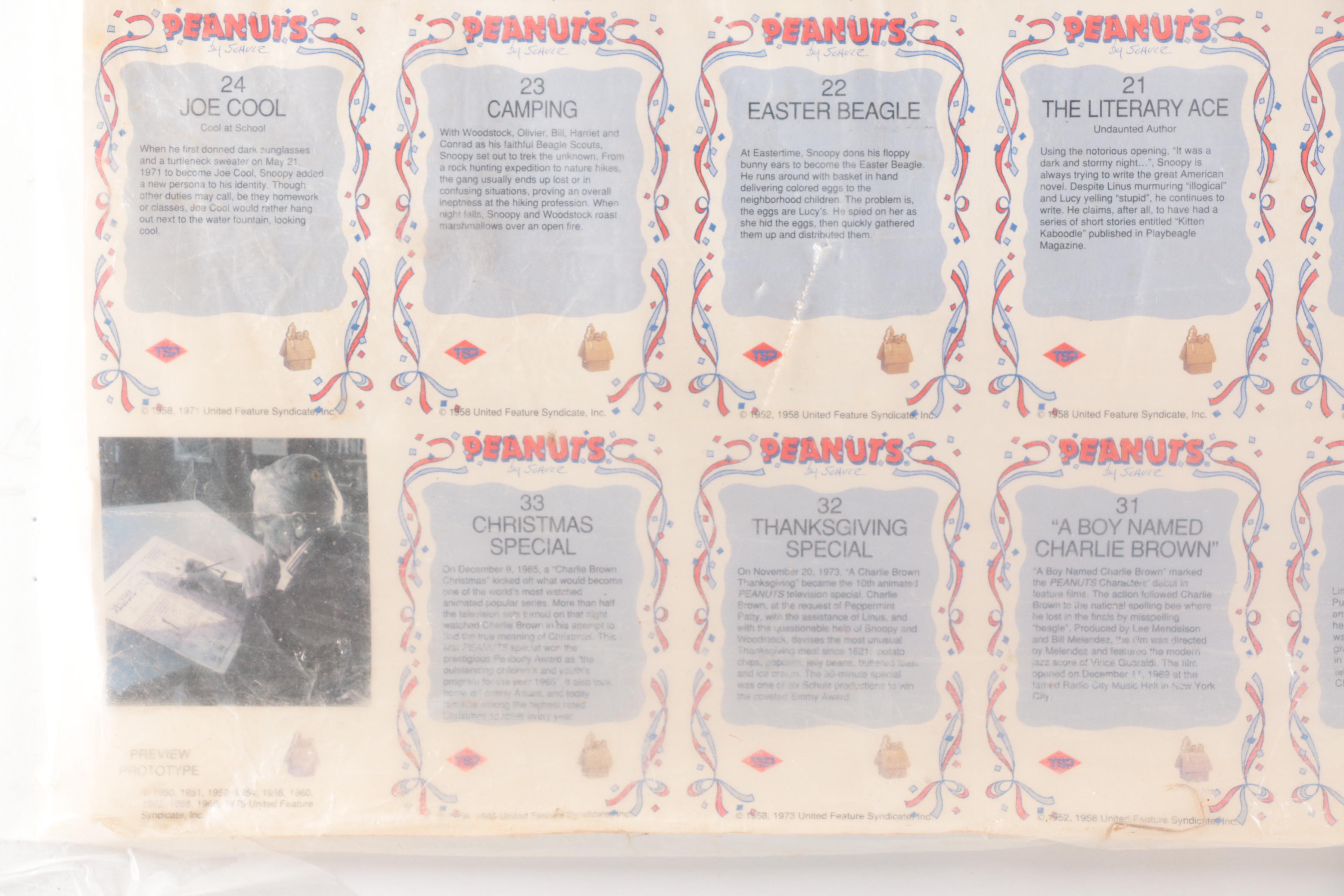 1958 "Peanuts" Trading Cards Uncut Sheet