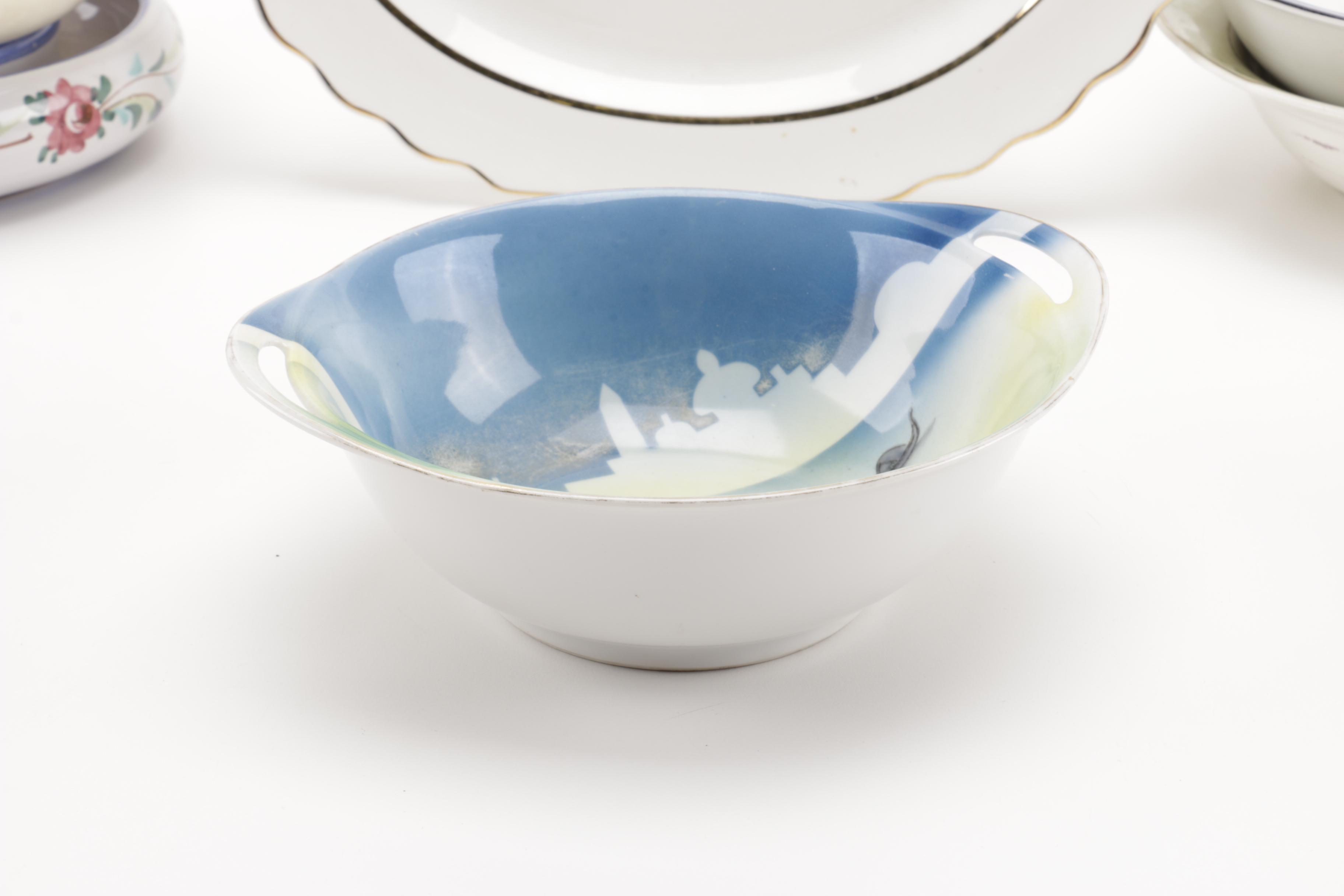 Assorted Ceramic Bowls and Plates From Homer Laughlin, Germany and Japan