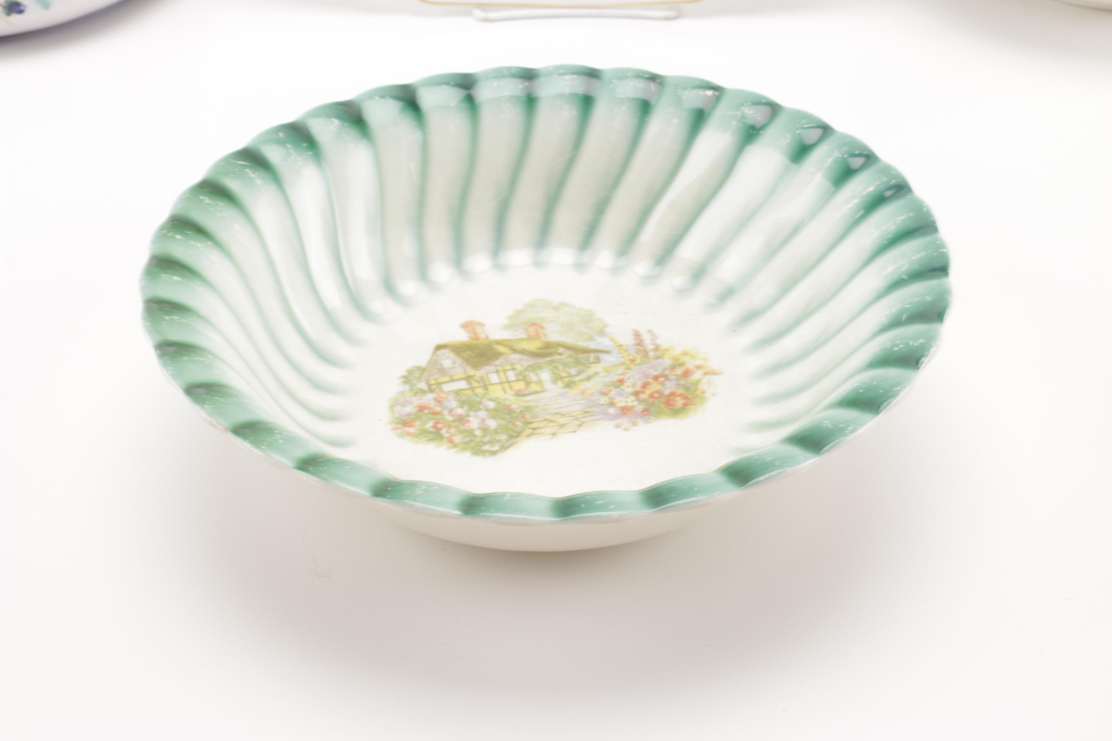Assorted Ceramic Bowls and Plates From Homer Laughlin, Germany and Japan