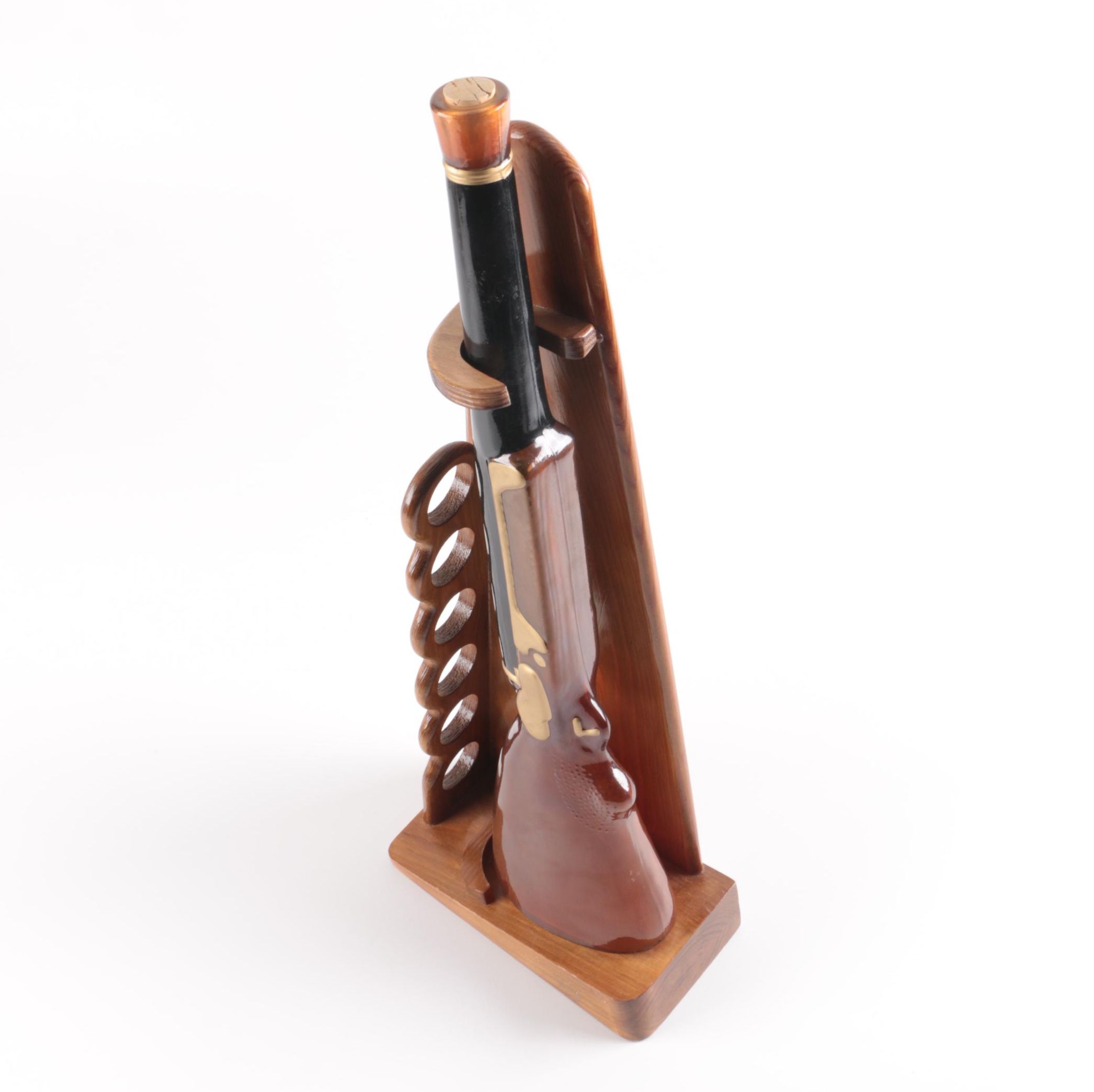Glass Single Shot Rifle Decanter With Wooden Stand