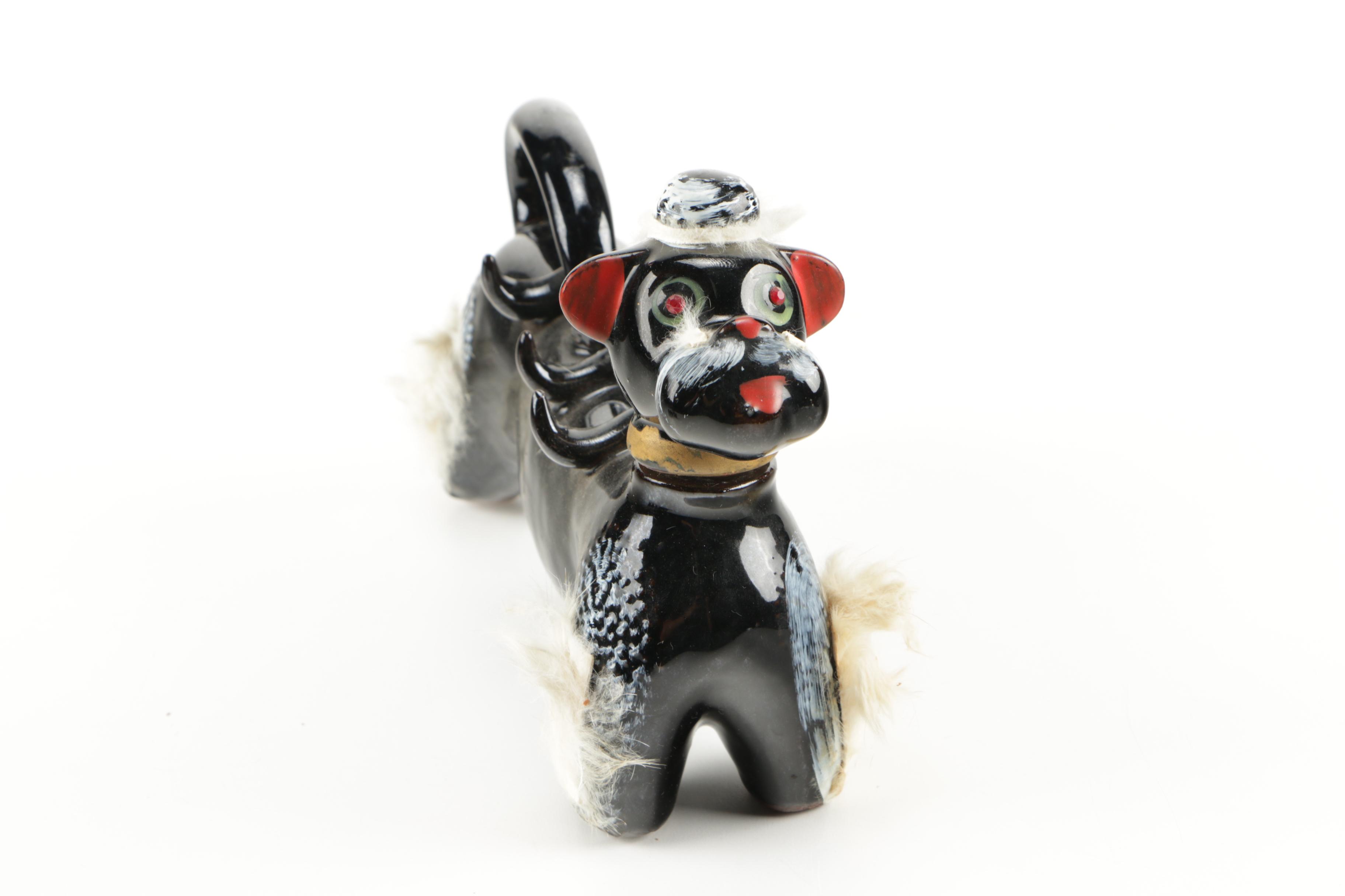 Japanese Black Ceramic Dog Tea Set