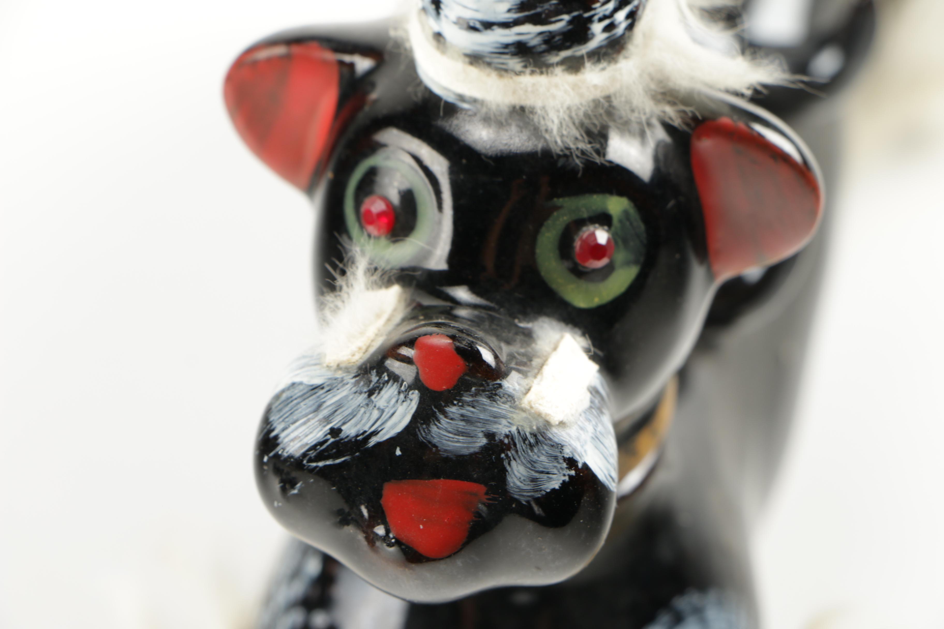 Japanese Black Ceramic Dog Tea Set