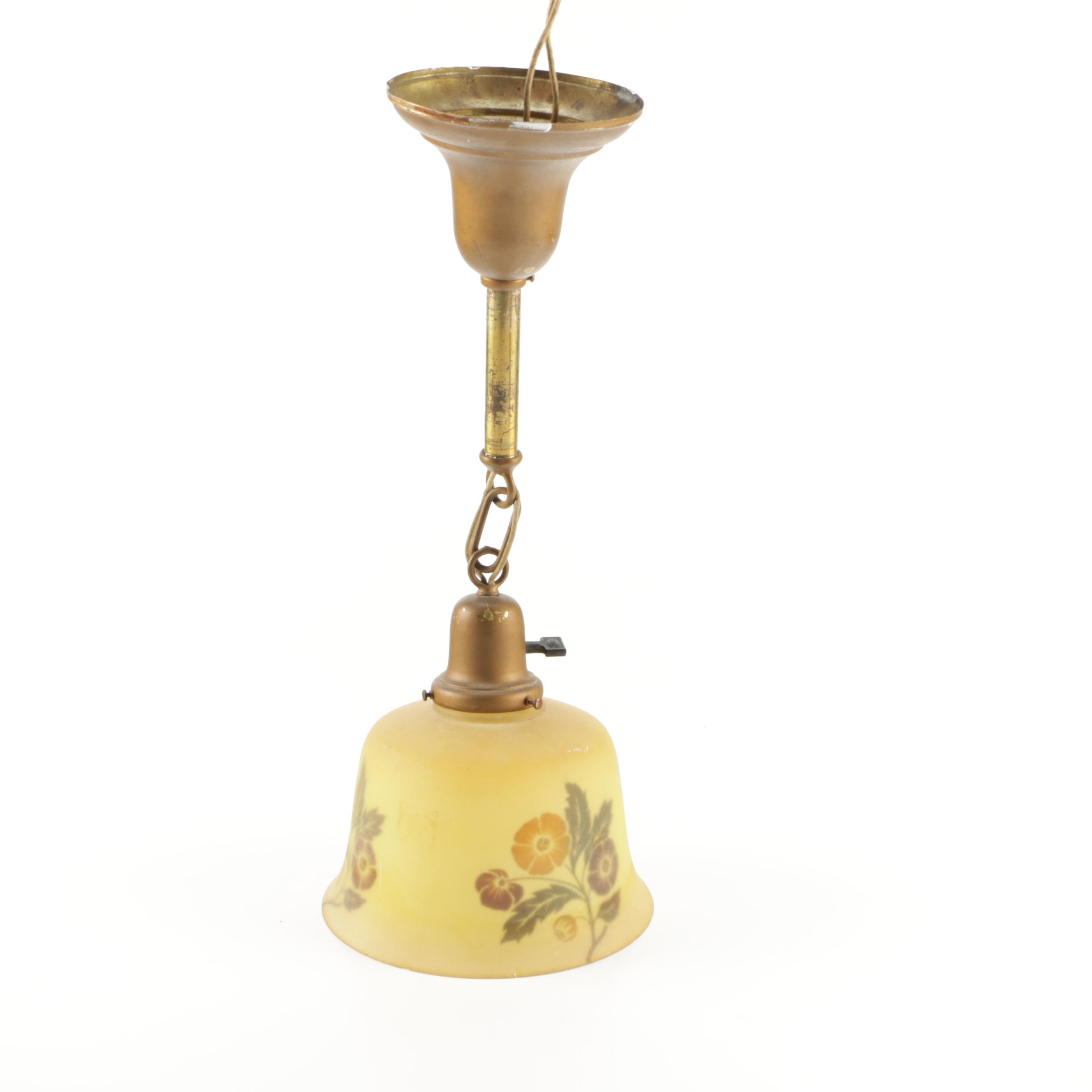 Brass Ceiling Light With Glass Shade