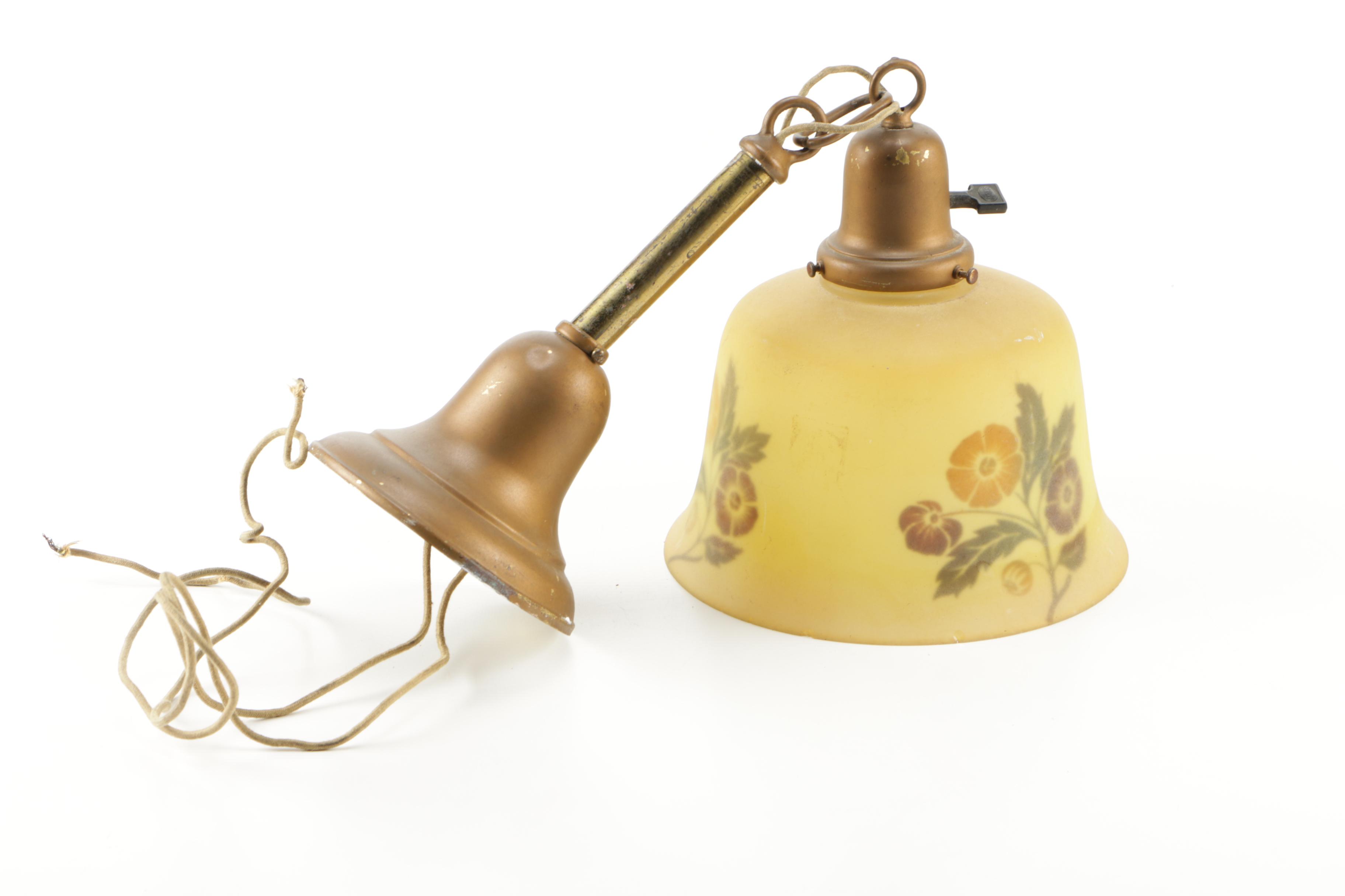 Brass Ceiling Light With Glass Shade