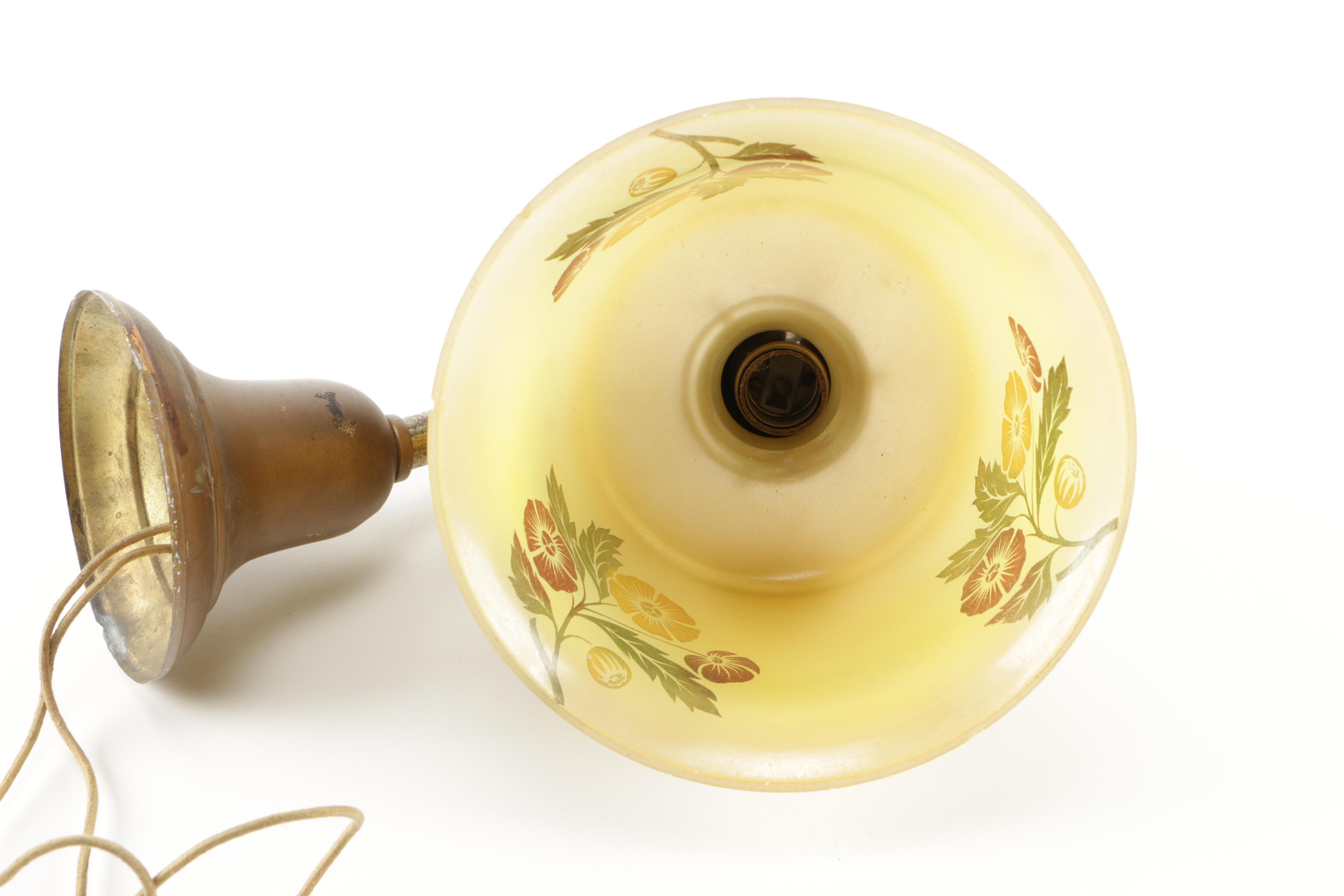 Brass Ceiling Light With Glass Shade