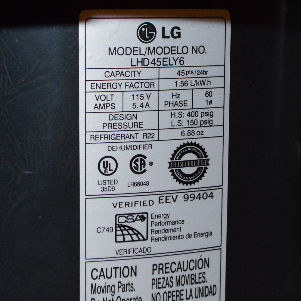 LG Dehumidifier