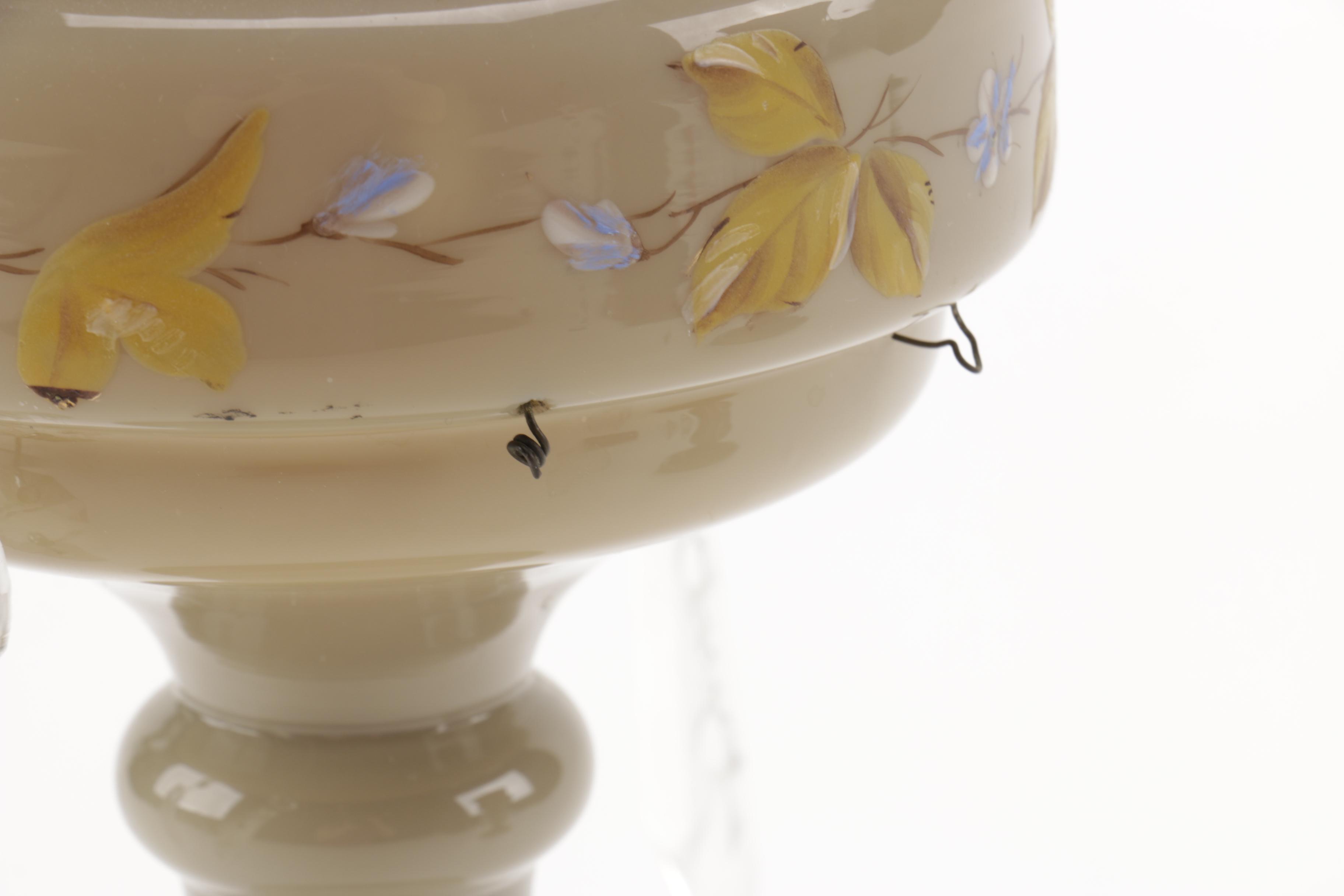 Pair of Porcelain Candle Holders With Crystal Spear Prisms