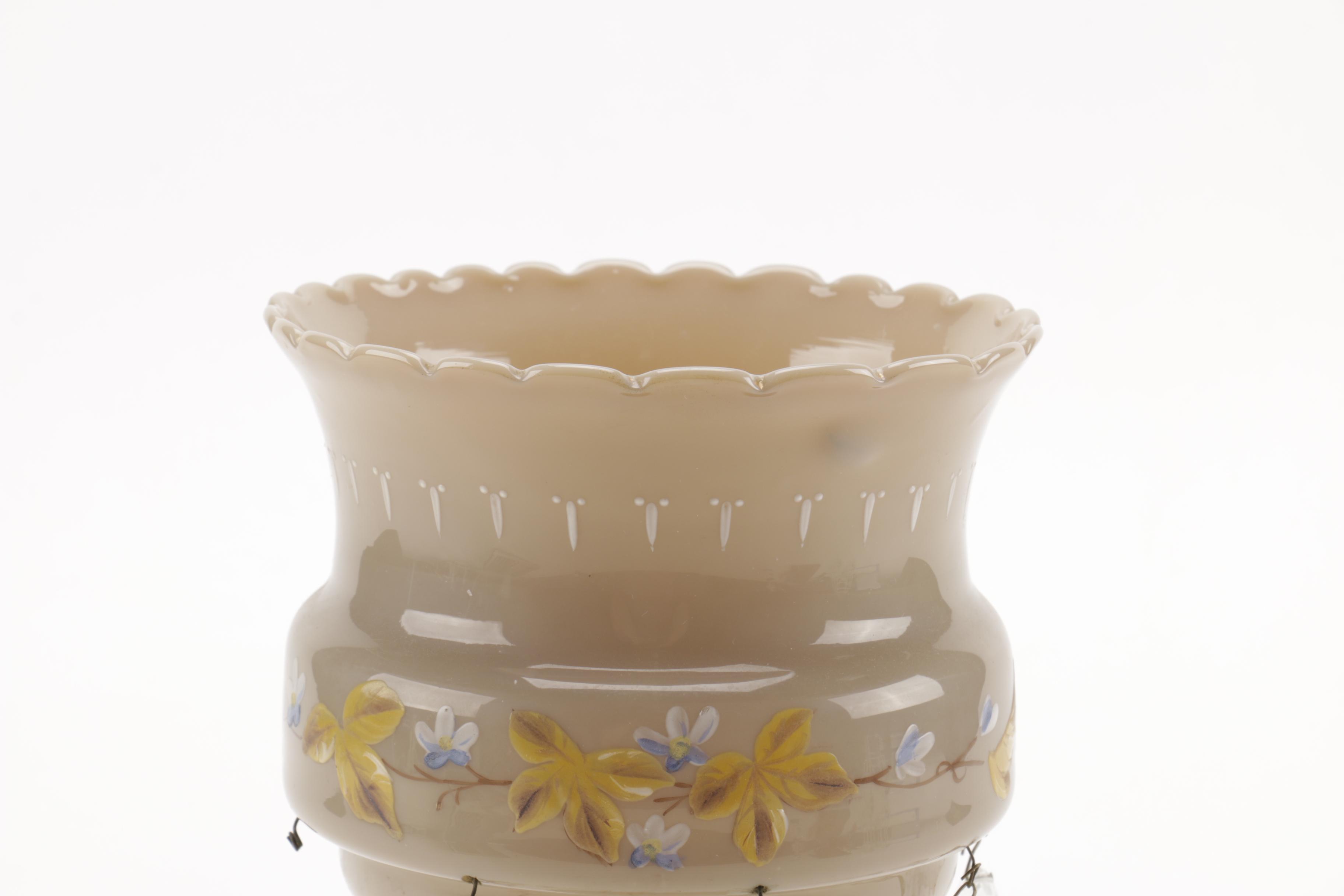 Pair of Porcelain Candle Holders With Crystal Spear Prisms