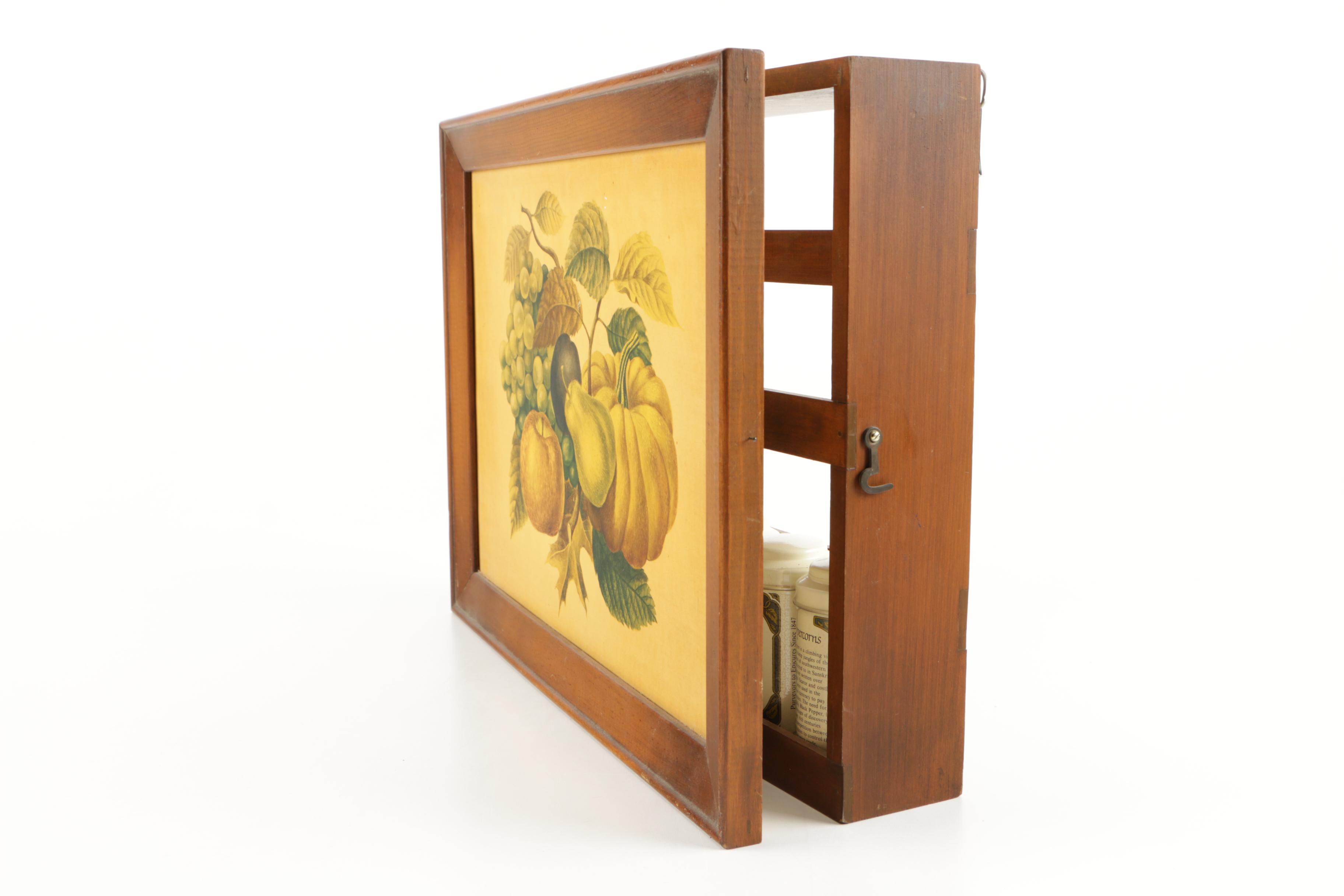 Wooden Herb and Spice Rack and Bottles