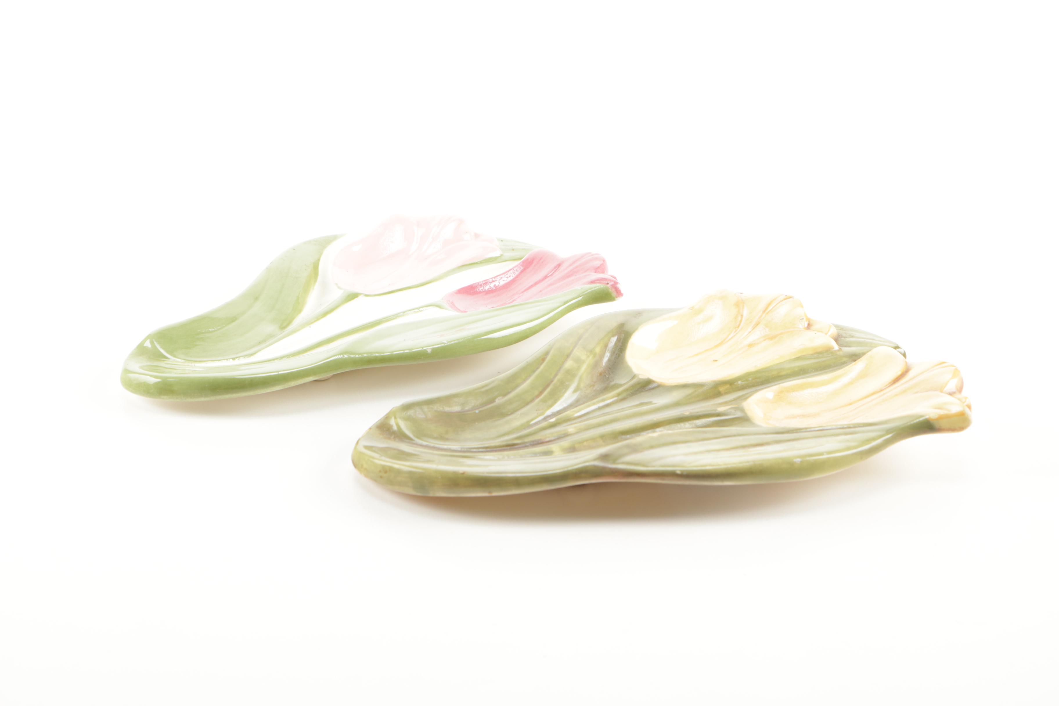 1950s McCoy Wishing Well Planter and Hand Made Floral Dishes