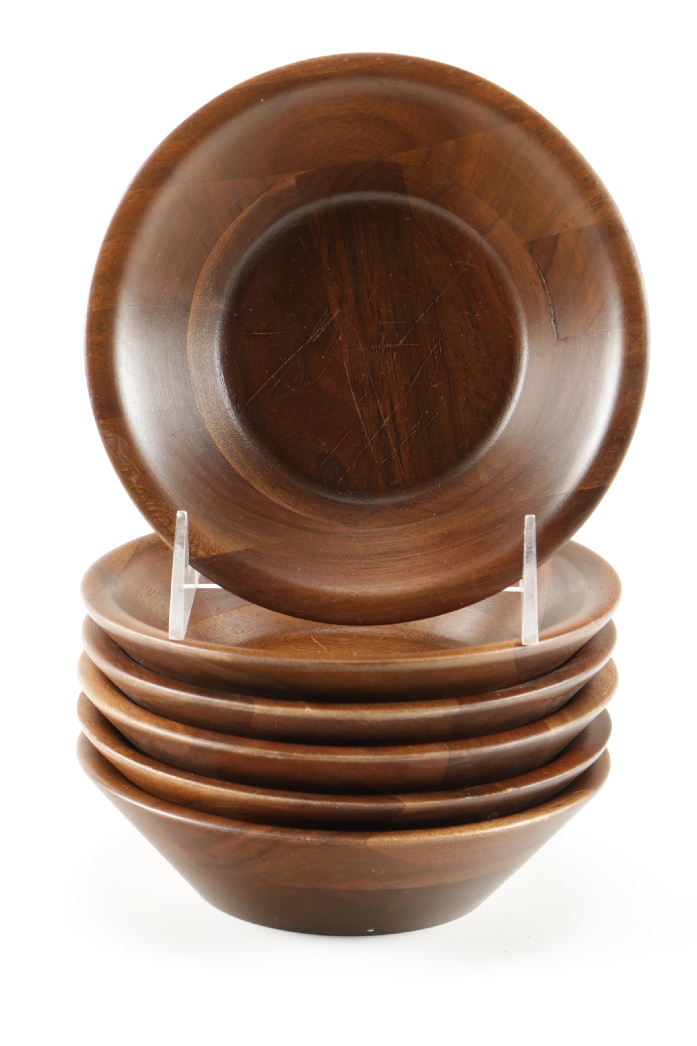 Vermillion Walnut Wood Salad Bowl Set