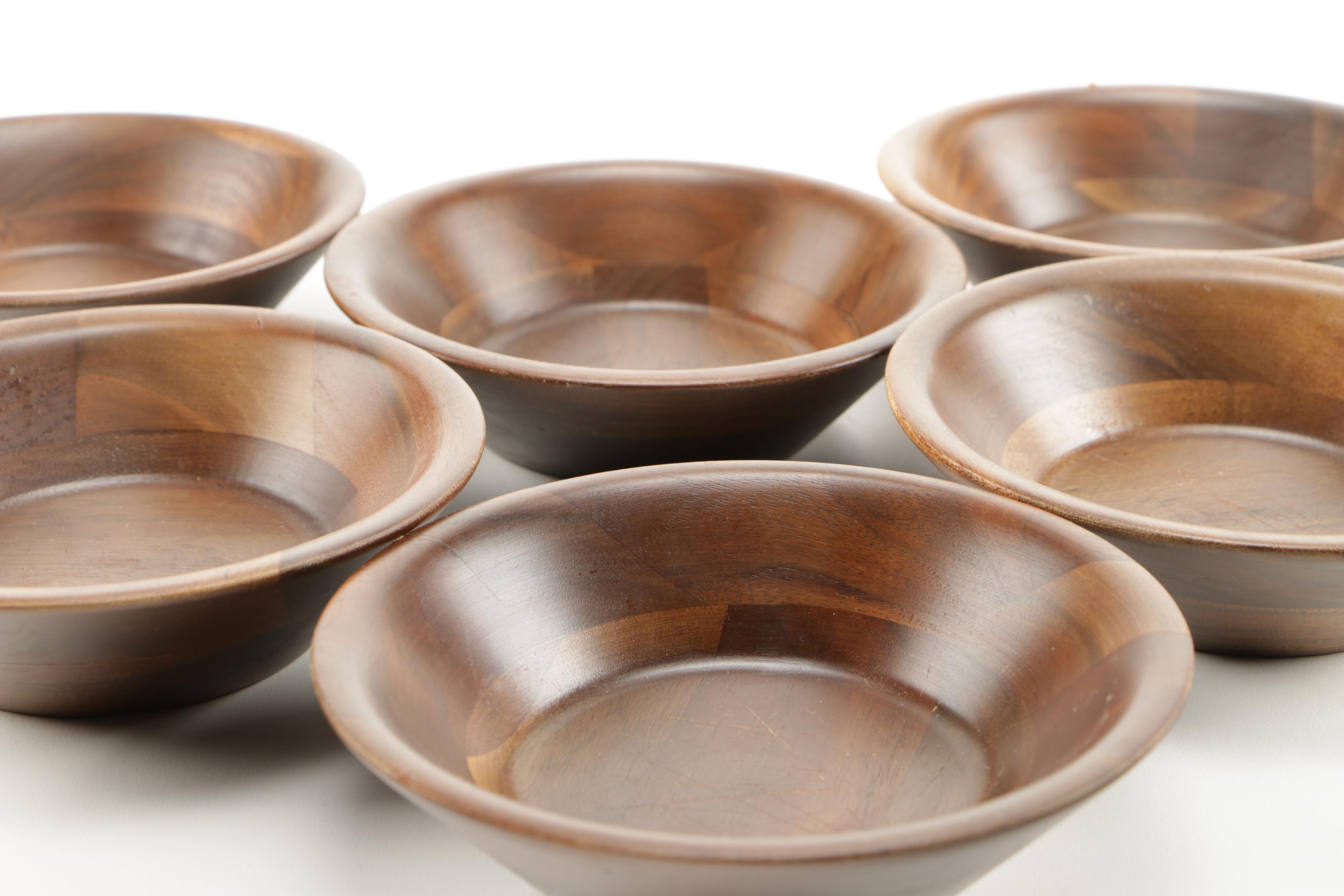 Vermillion Walnut Wood Salad Bowl Set