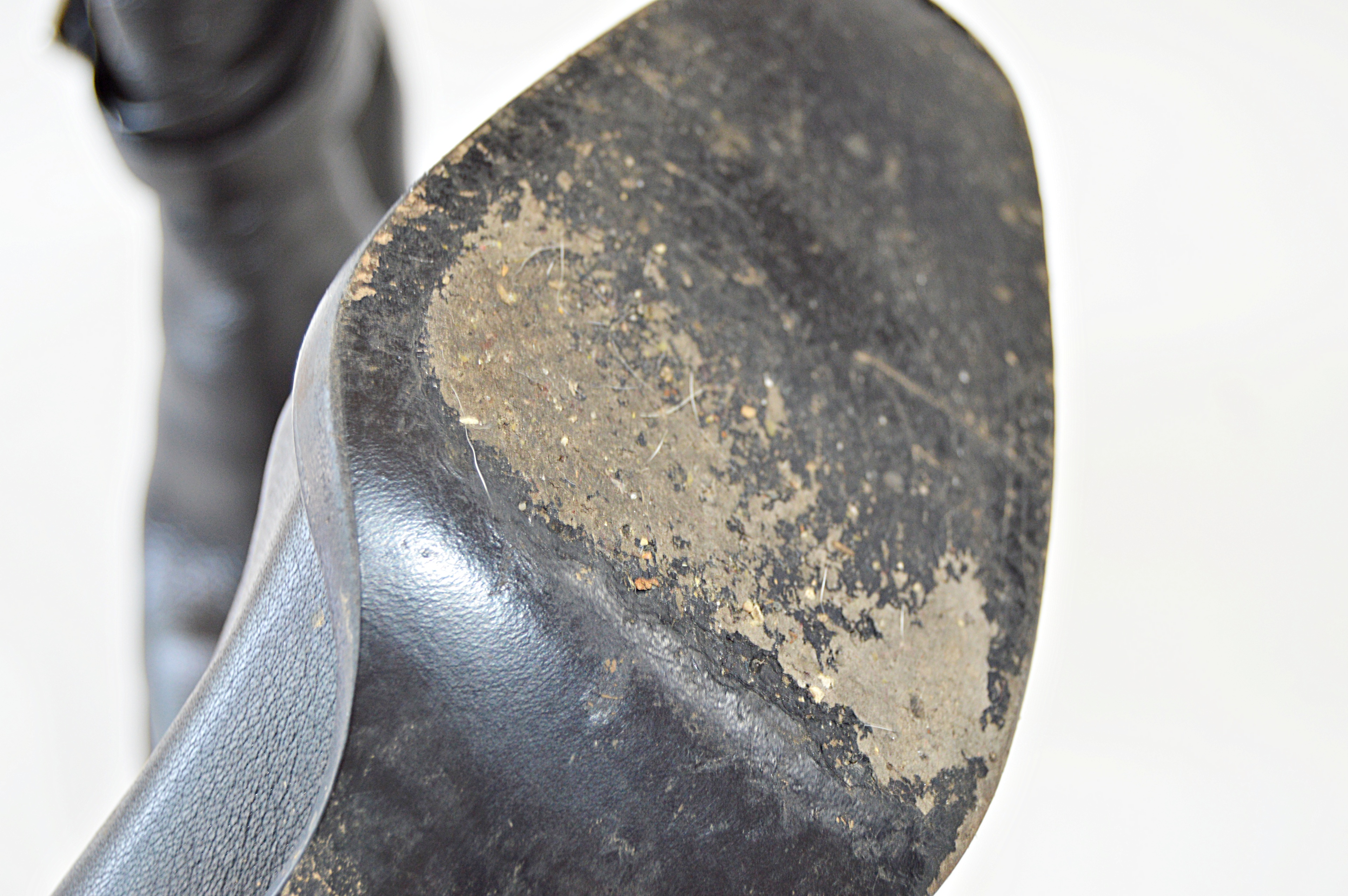 Prada Bufalo Fume Black Leather Boots, Size 38