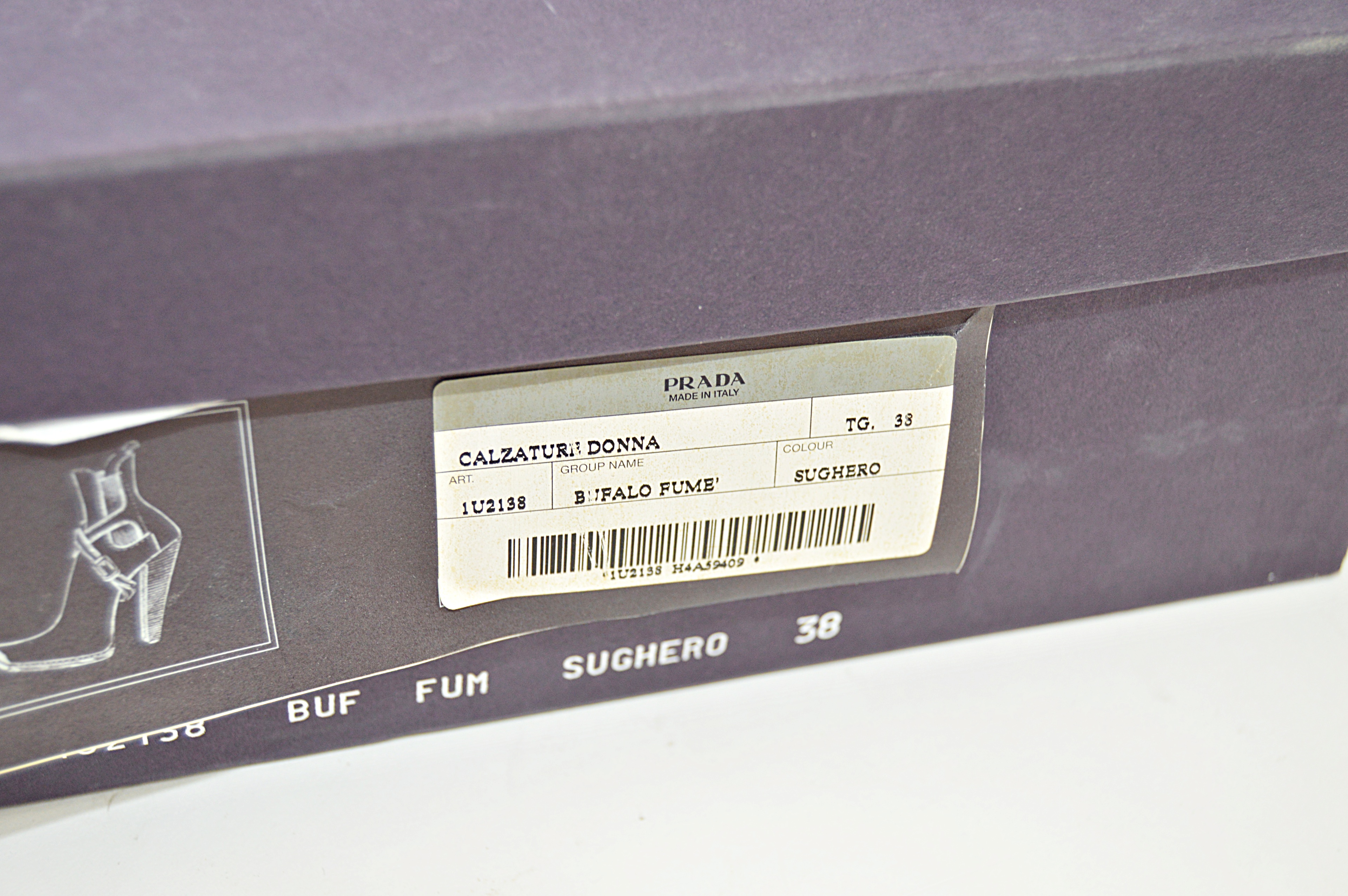 Prada "Bufalo Fume" Brown Leather High Heeled Boots, Size 38