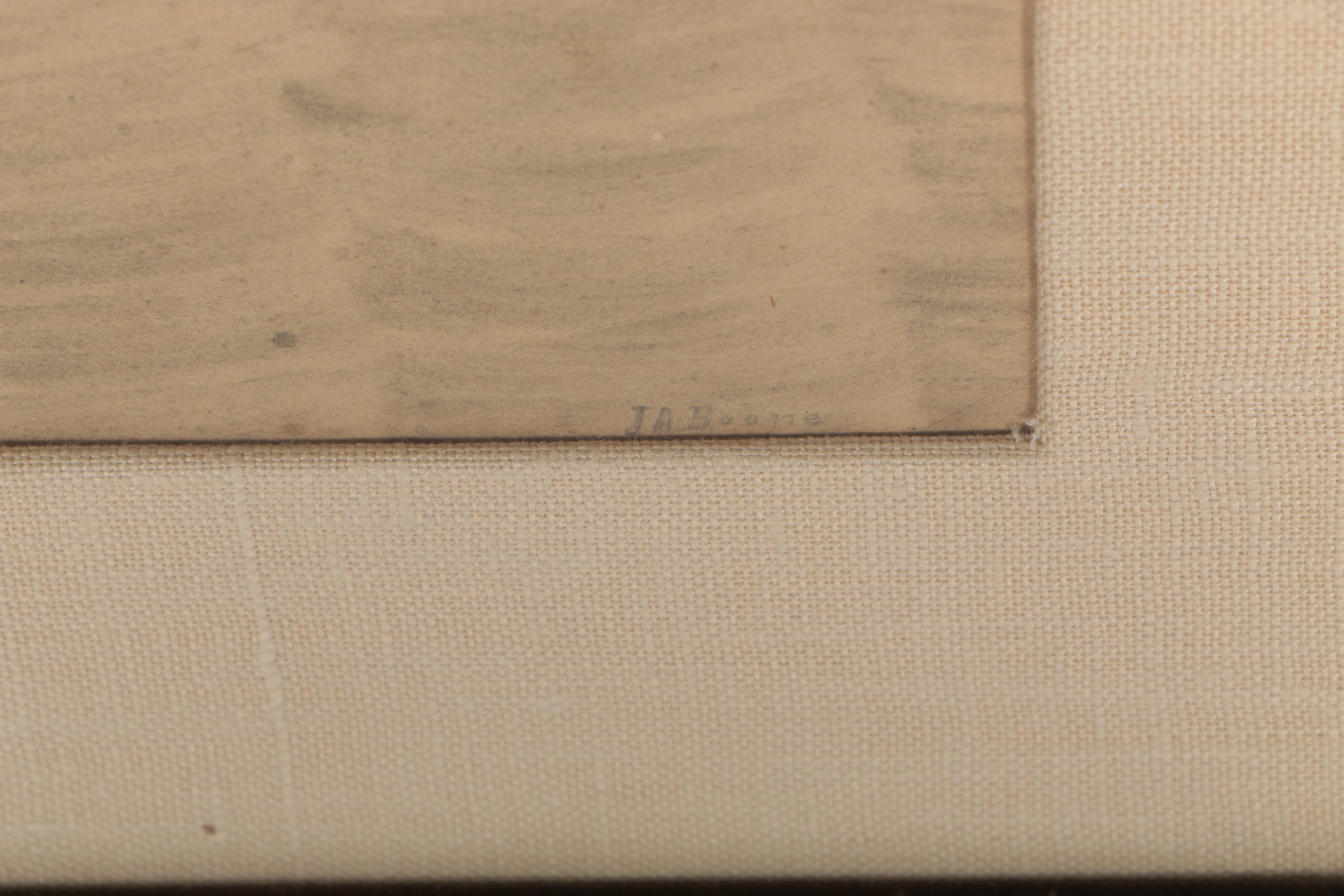 J. A. Boone Original Graphite Drawing of Sailboats