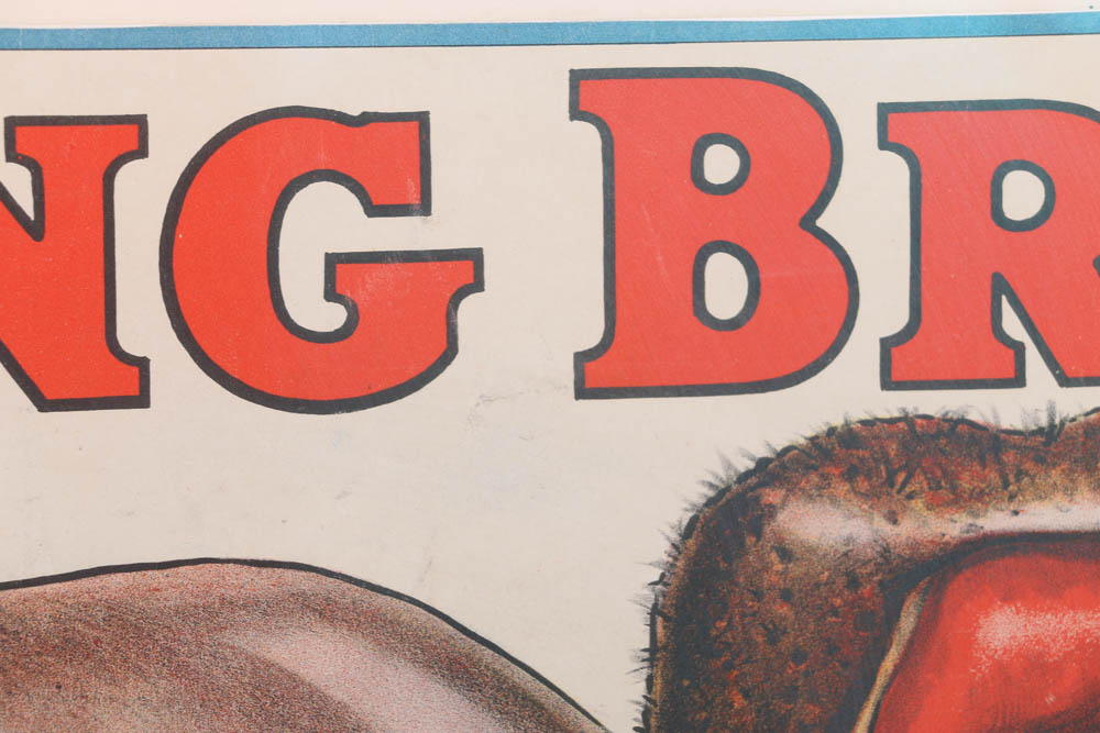 Rare Antique Ringling Bros. Circus Poster Printed by Strobridge