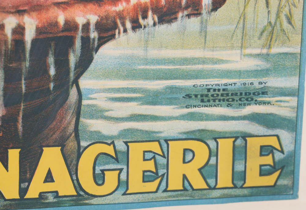 Rare Antique Ringling Bros. Circus Poster Printed by Strobridge