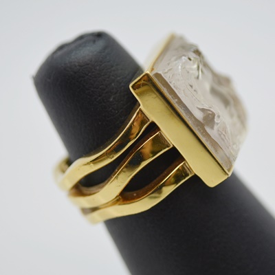 Lalique 10K Gold Plate Crystal Ring