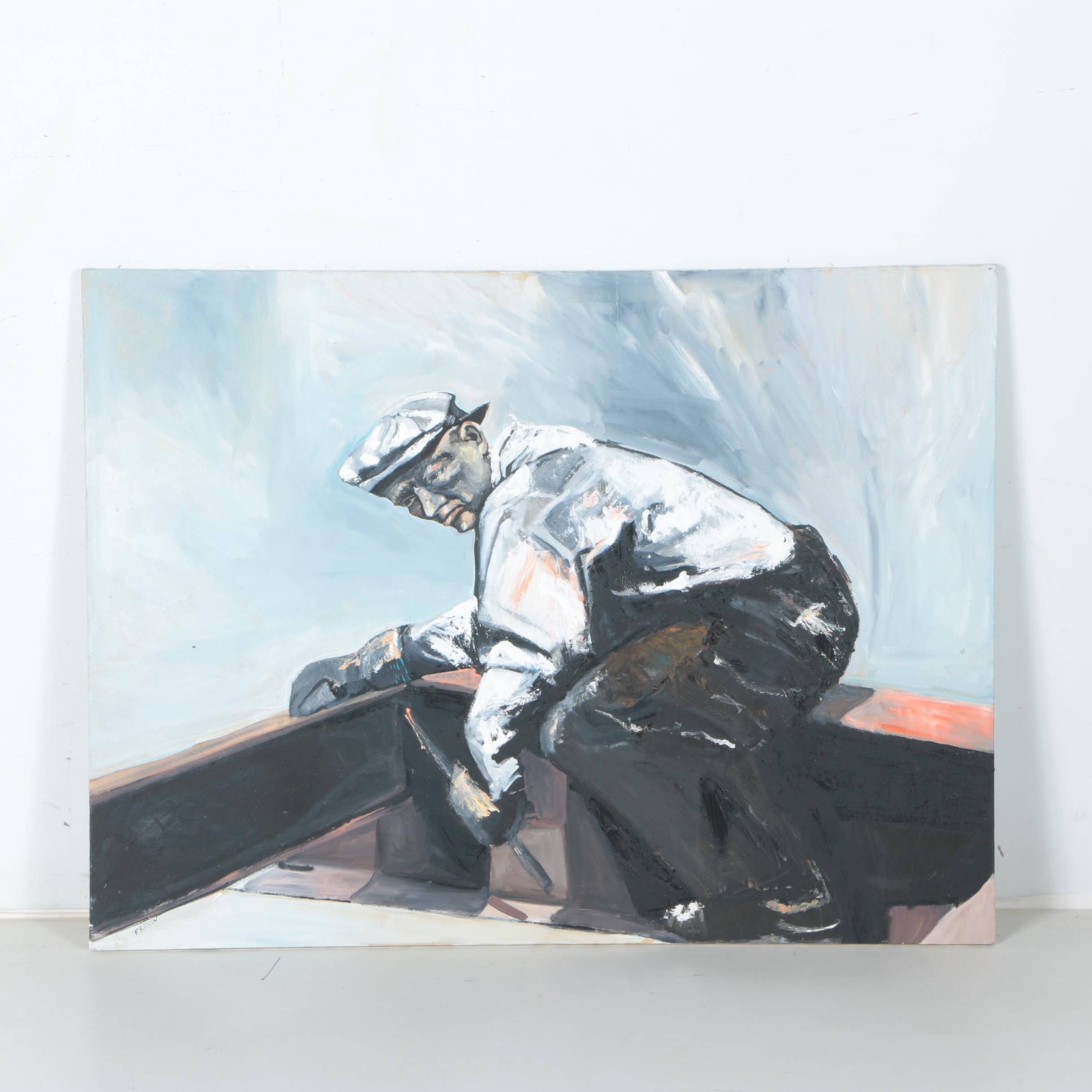 Ronald Fritkin Oil Painting on Canvas "Cheating"