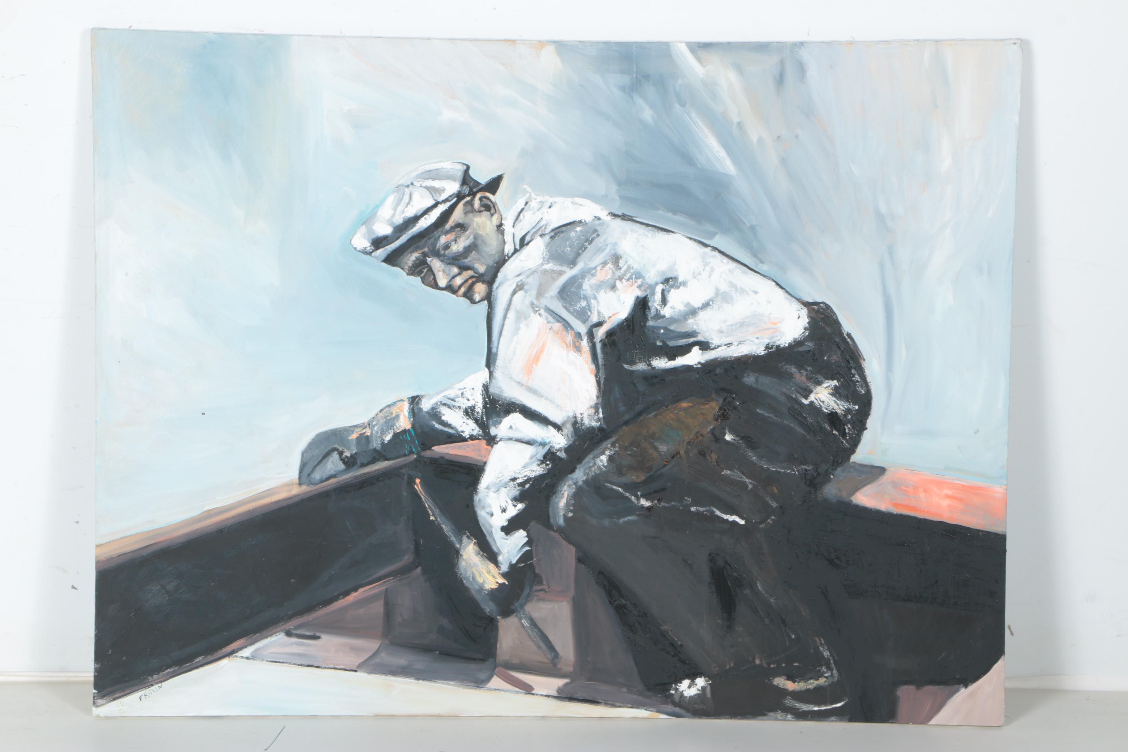 Ronald Fritkin Oil Painting on Canvas "Cheating"