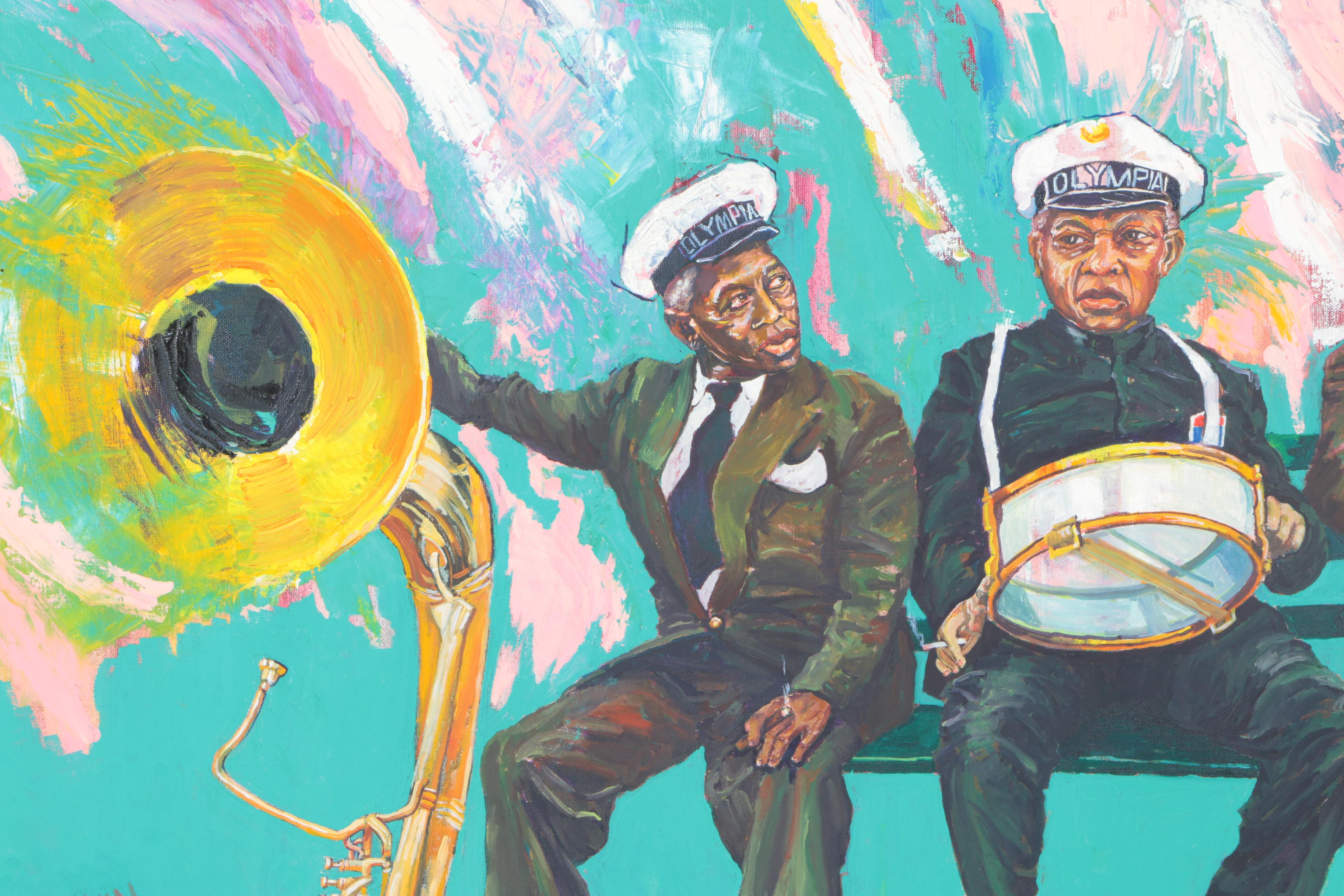 Ronald Fritkin Oil Painting on Canvas of Olympia Brass Band Members