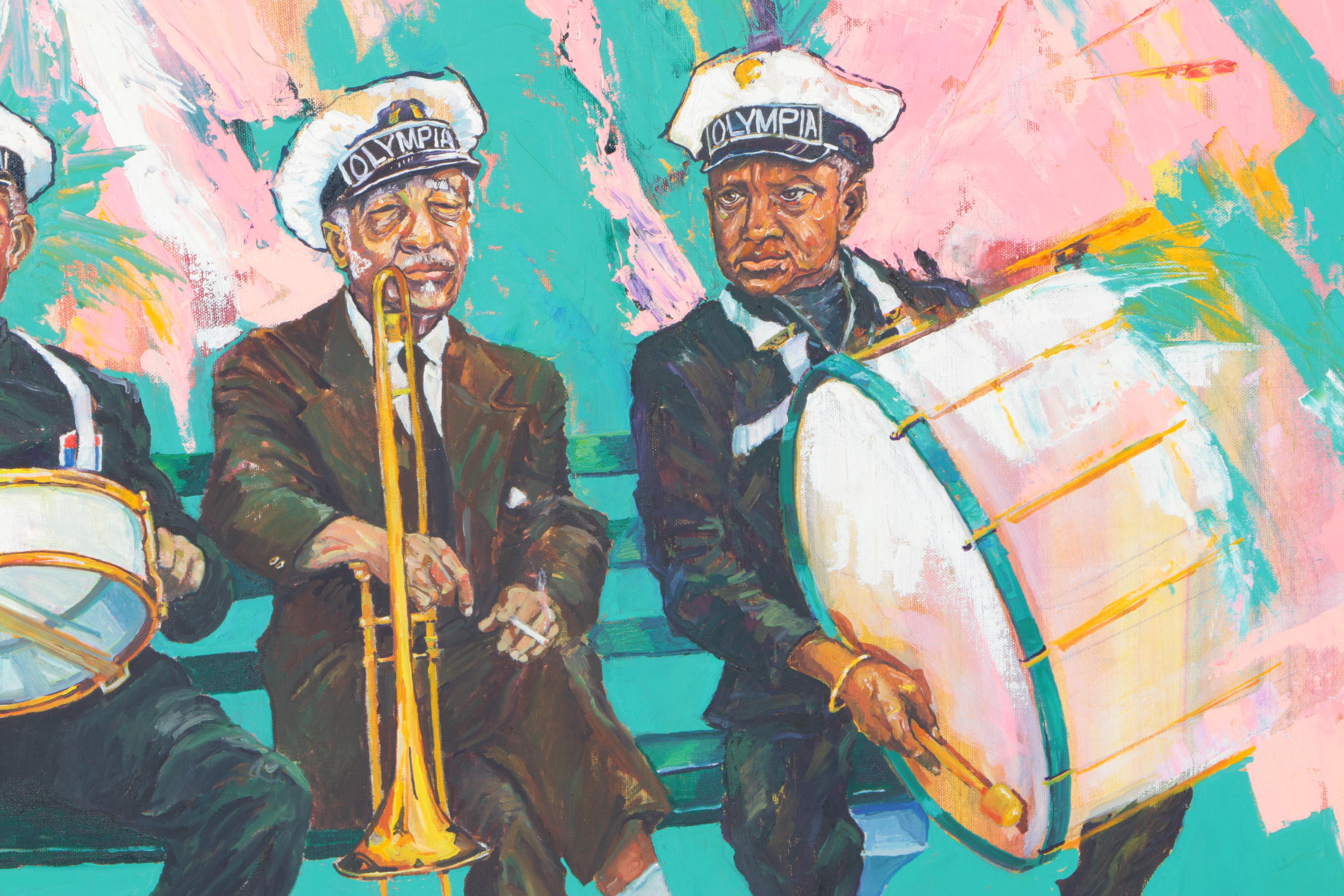 Ronald Fritkin Oil Painting on Canvas of Olympia Brass Band Members