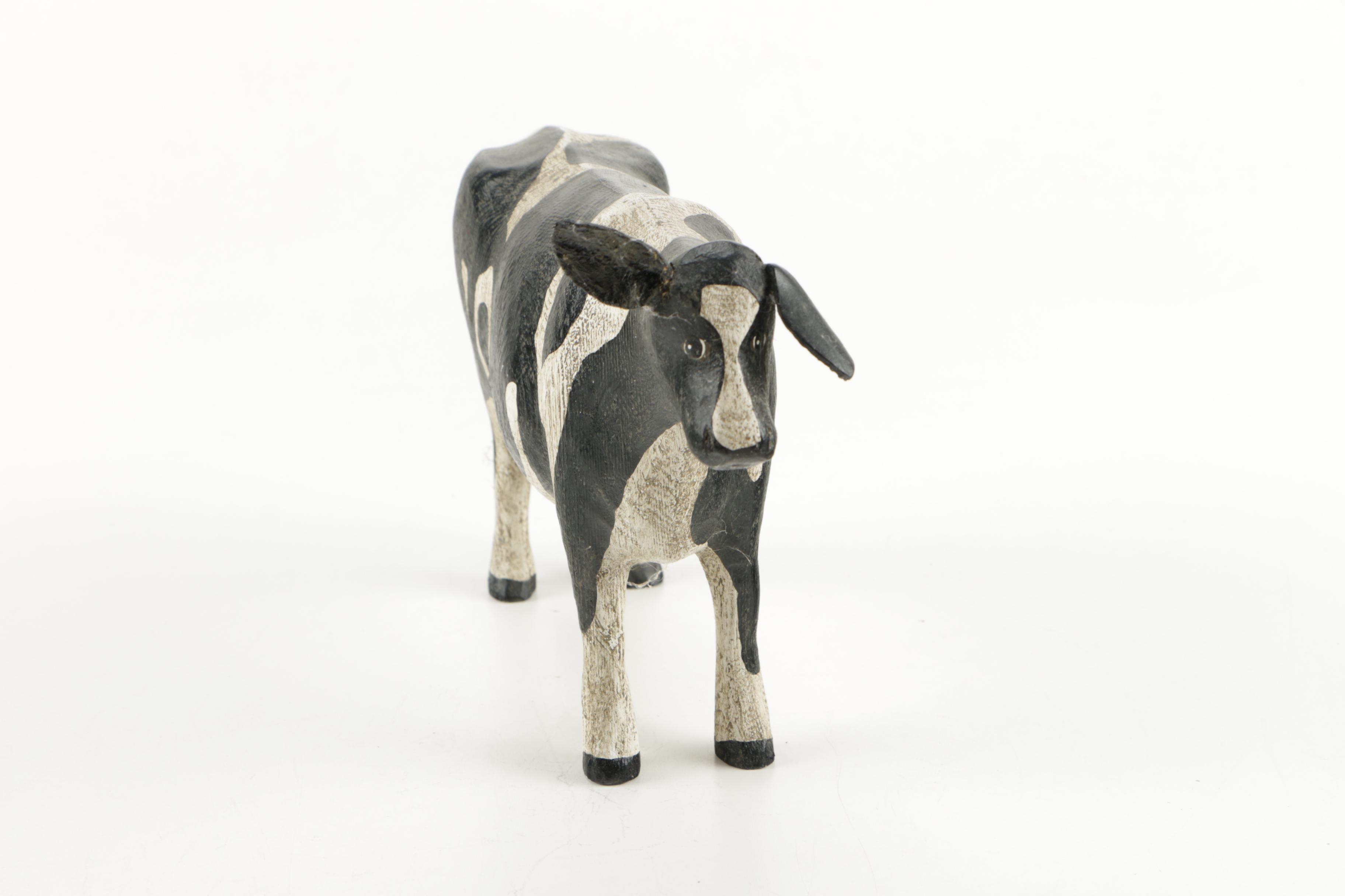 Carved Wooden Cow and Sow