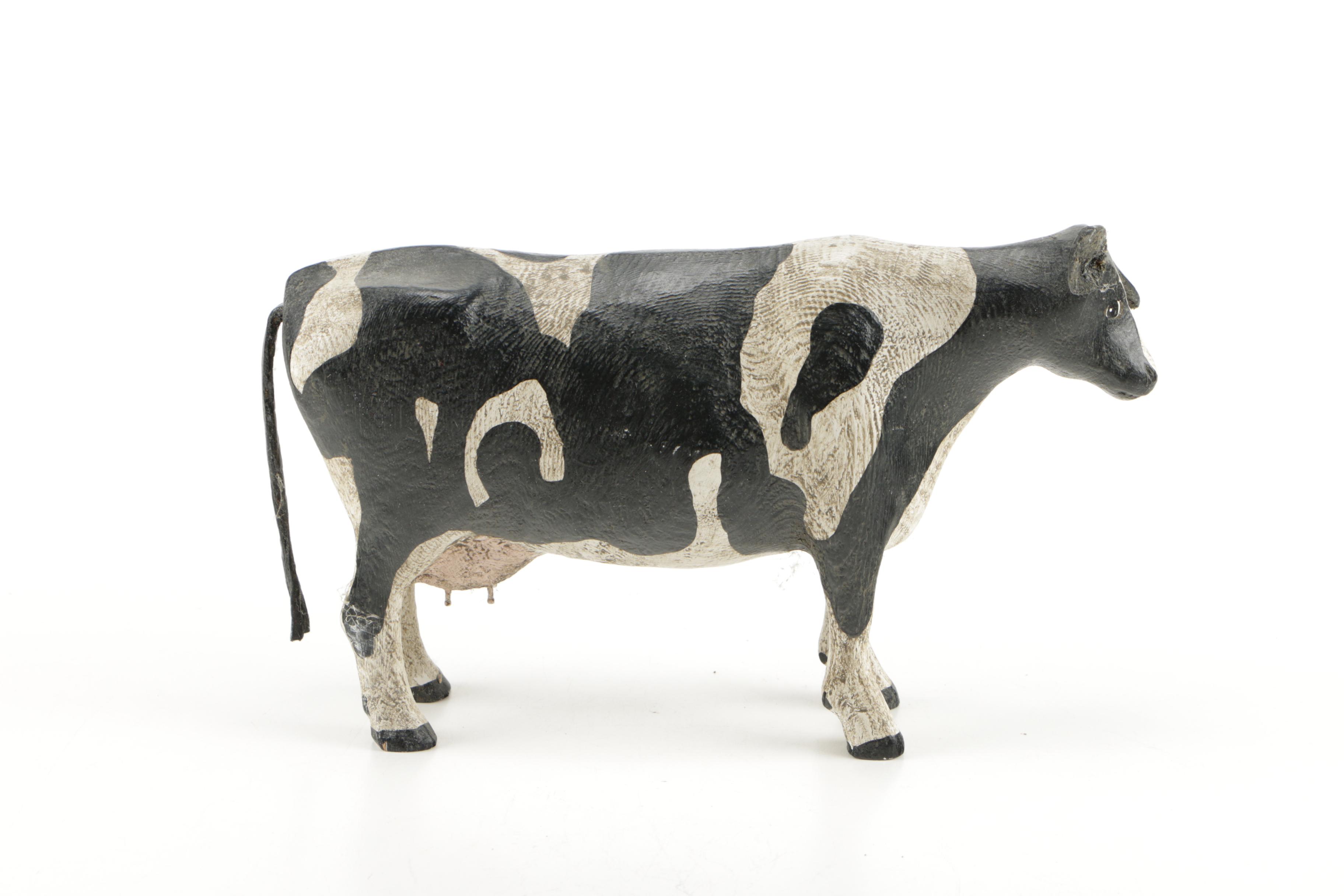 Carved Wooden Cow and Sow