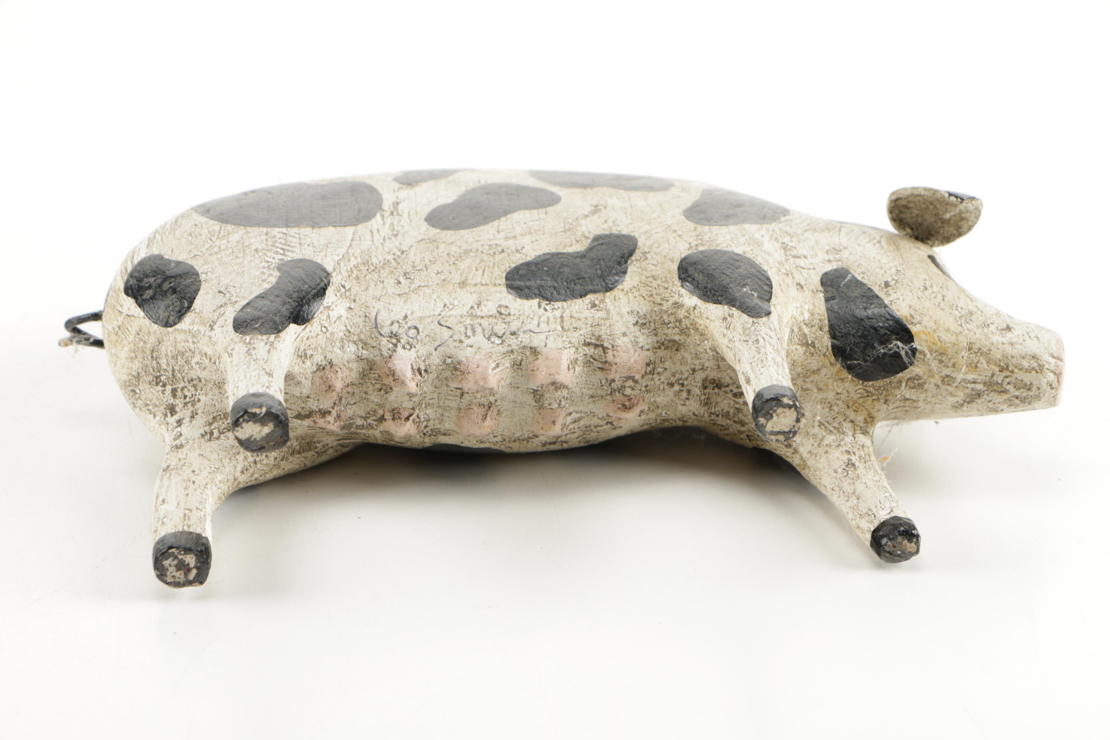 Carved Wooden Cow and Sow