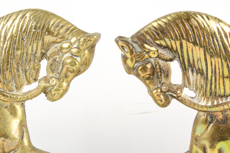 Vintage Brass Horse Bookends