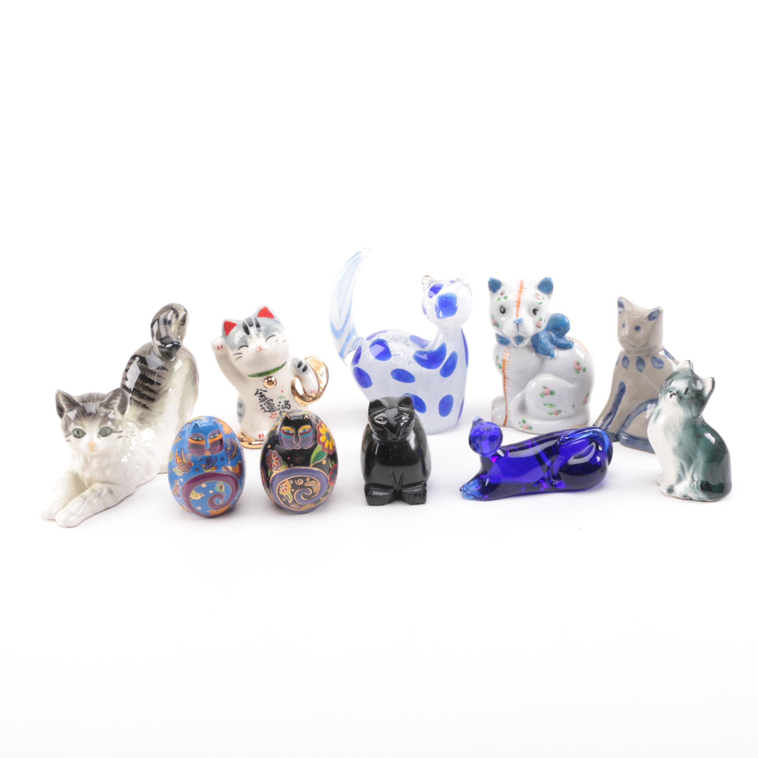 Cat Figurine Collection Including One From 1940.