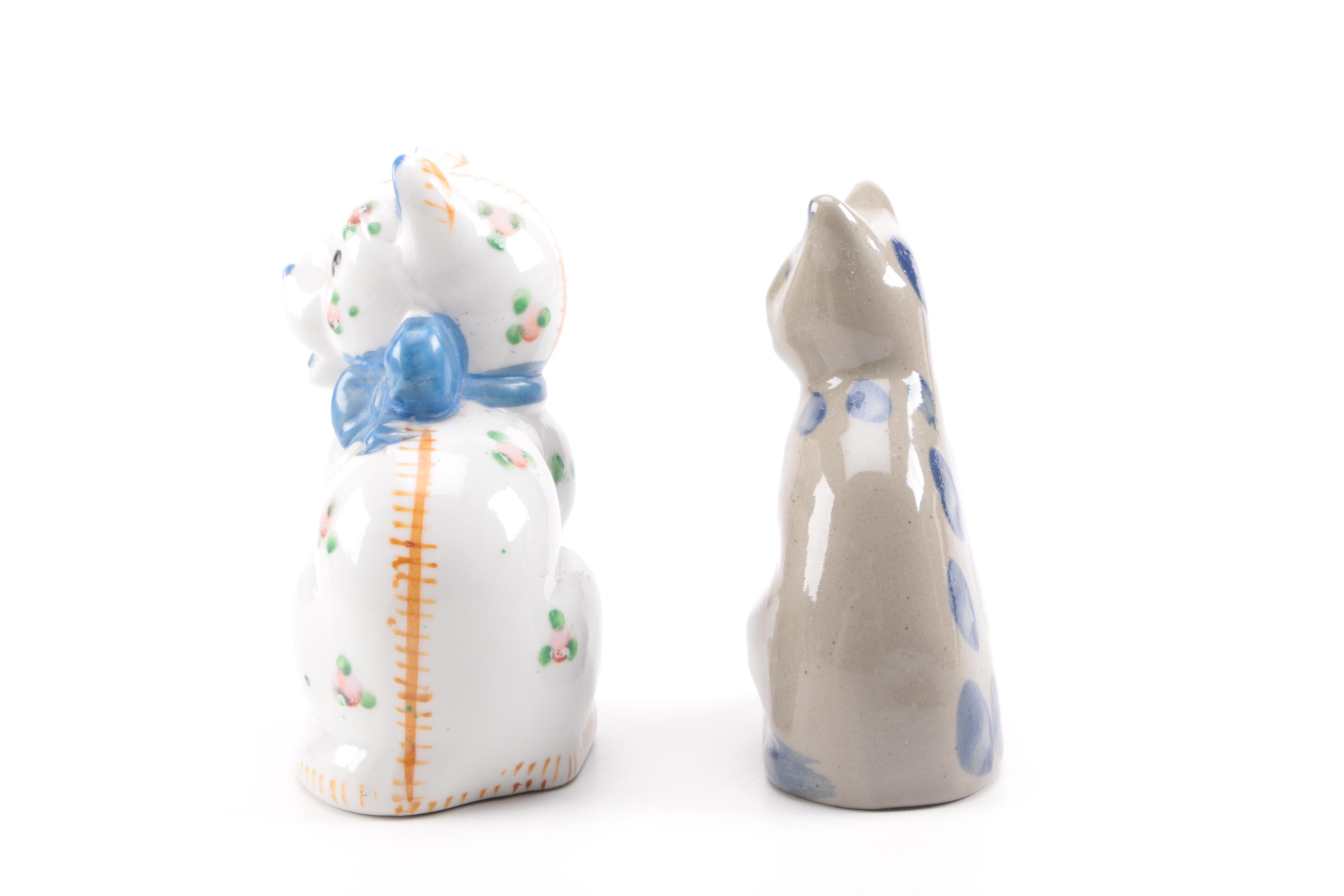 Cat Figurine Collection Including One From 1940.