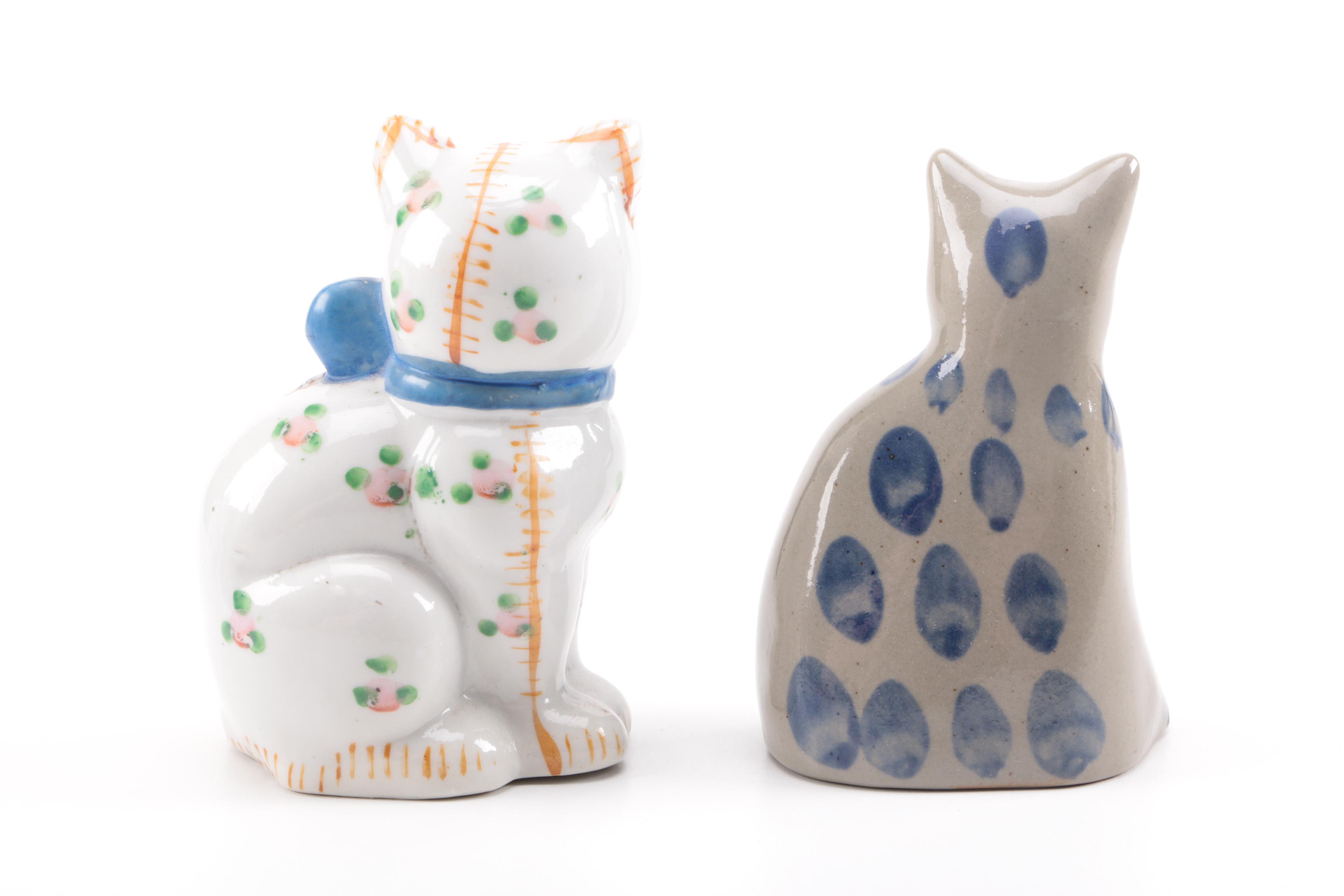 Cat Figurine Collection Including One From 1940.